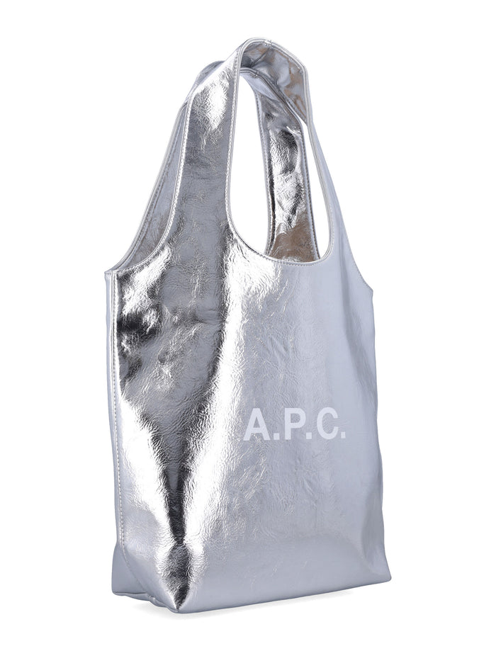 A.P.C. Ninon metallised small tote Silver Polyurethane