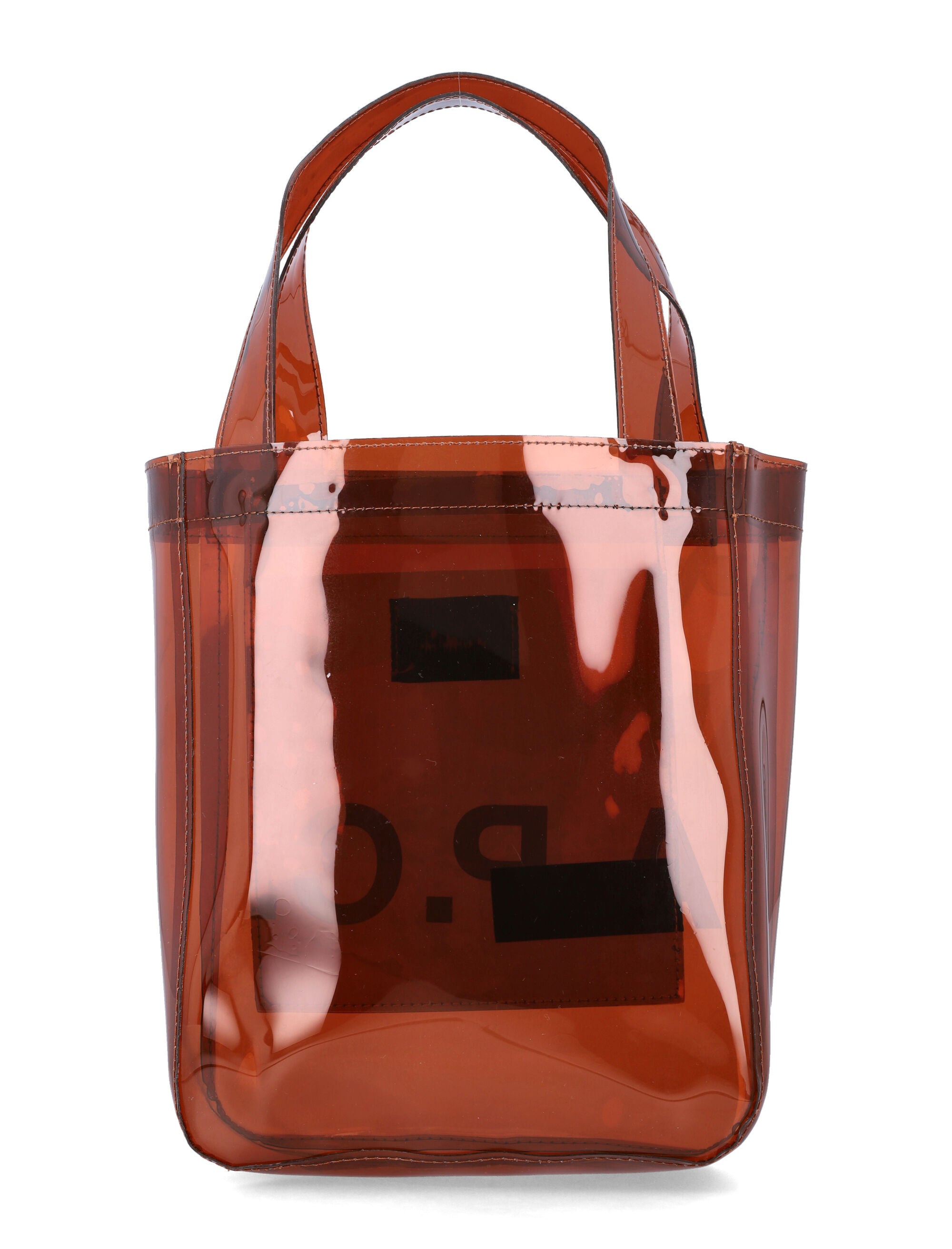 A.P.C. small Lou glossy PVC tote bag Dark Brown Thermoplastic Polyurethane
