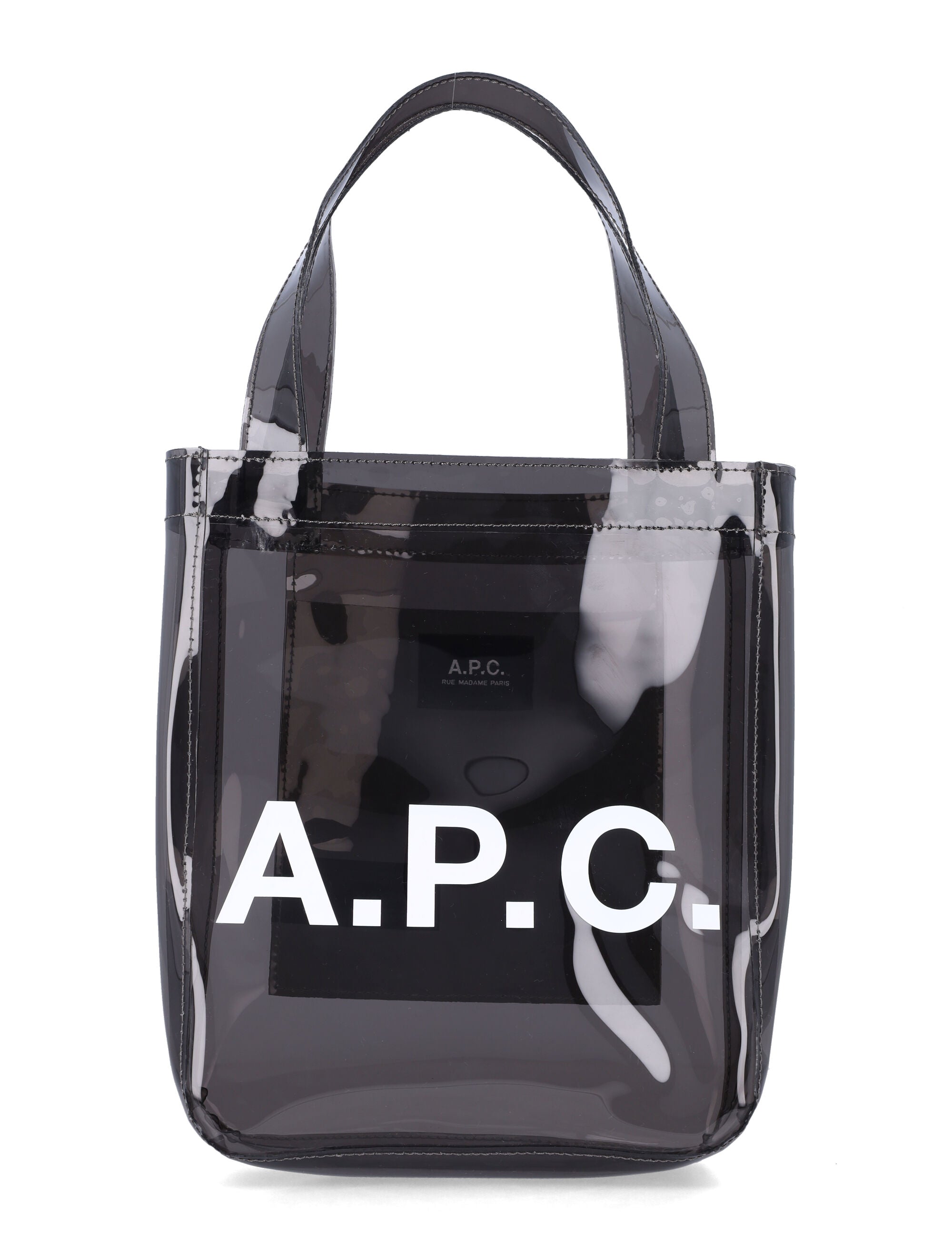 A.P.C. small Lou glossy PVC tote bag Antracite Thermoplastic Polyurethane