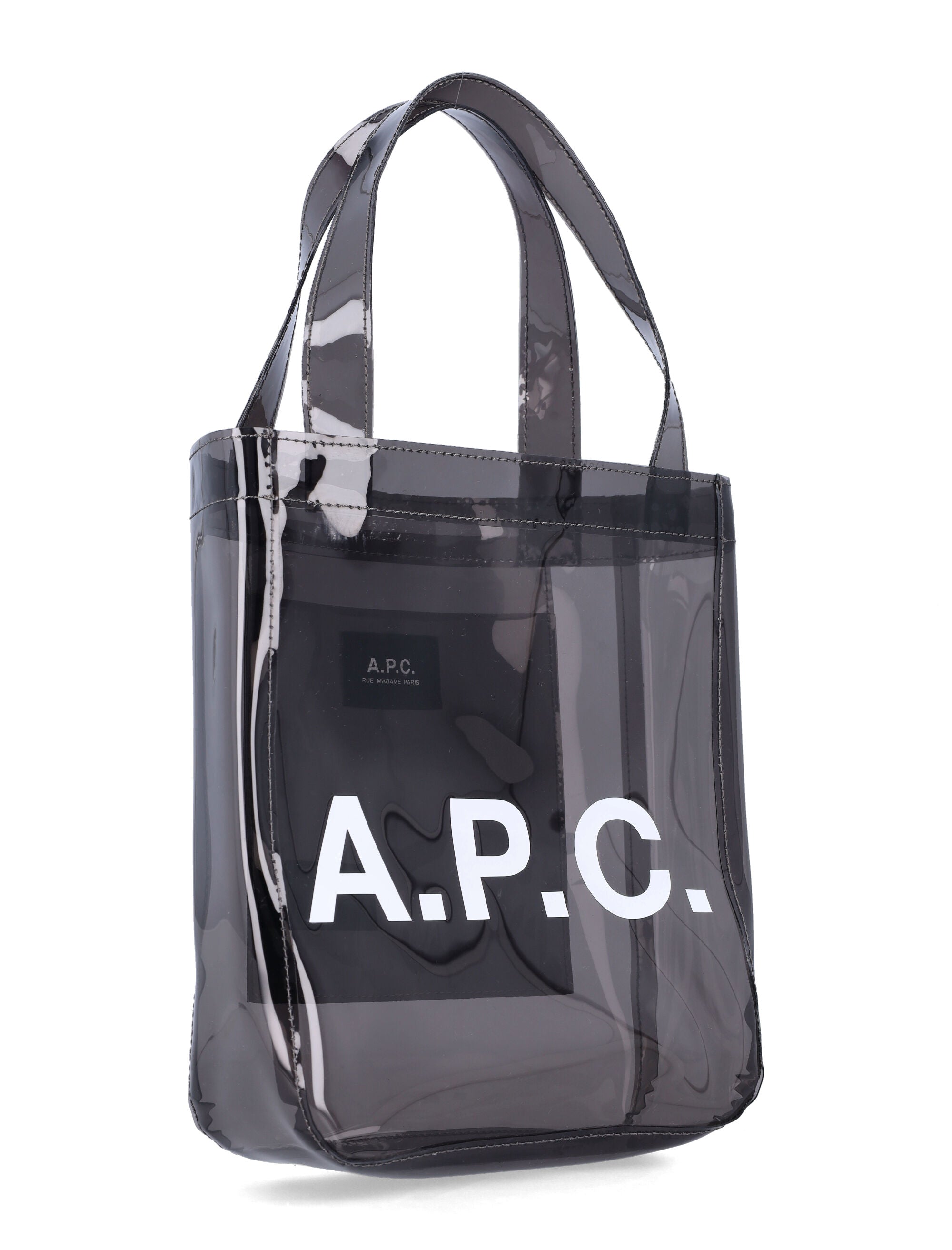 A.P.C. small Lou glossy PVC tote bag Antracite Thermoplastic Polyurethane
