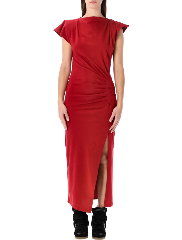 Isabel Marant Nadela cotton draped maxi dress Cherry