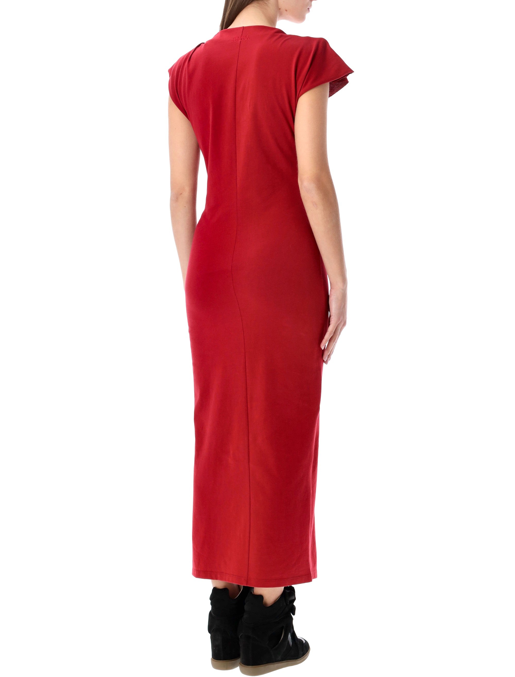 Isabel Marant Nadela cotton draped maxi dress Cherry