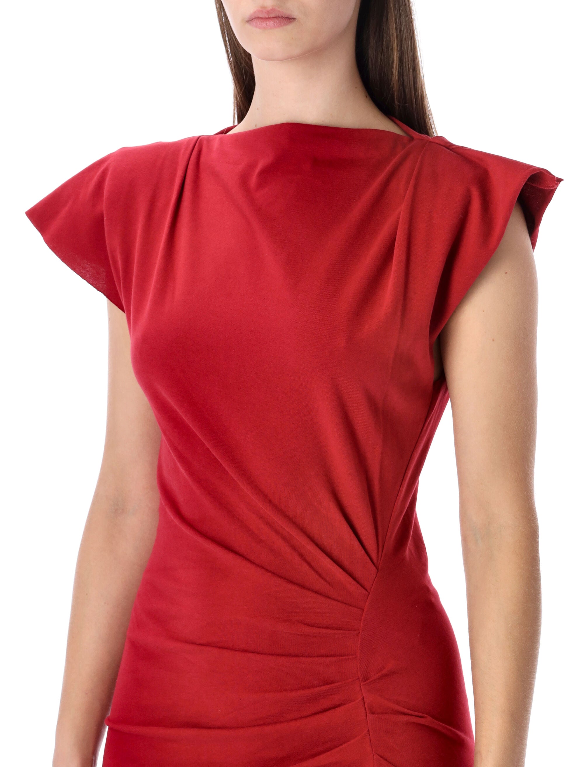 Isabel Marant Nadela cotton draped maxi dress Cherry