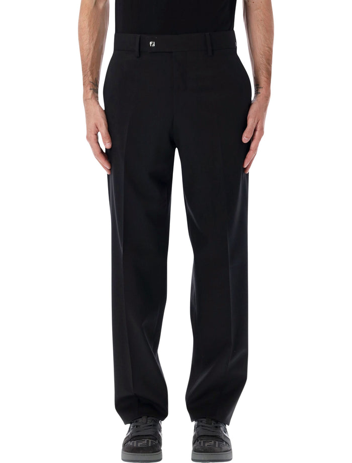 Fendi black wool gabardine cigarette trousers Virgin Lining Pant
