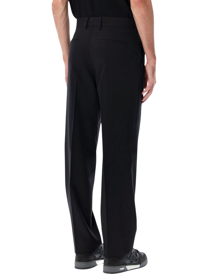 Fendi black wool gabardine cigarette trousers Virgin Lining Pant