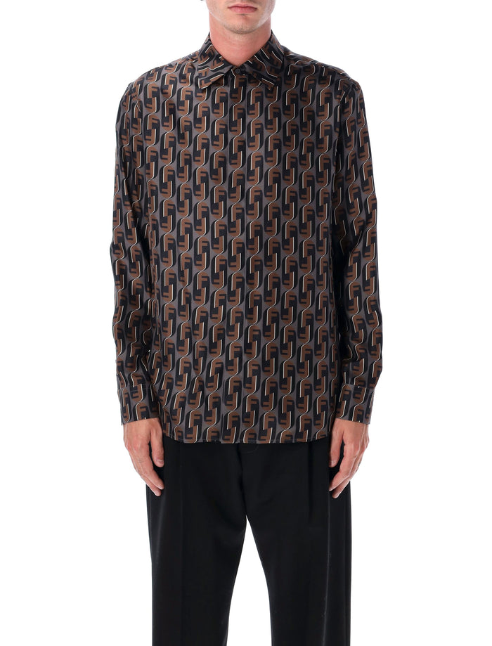 Fendi Brown Fendinity Printed Silk Shirt Multicolor