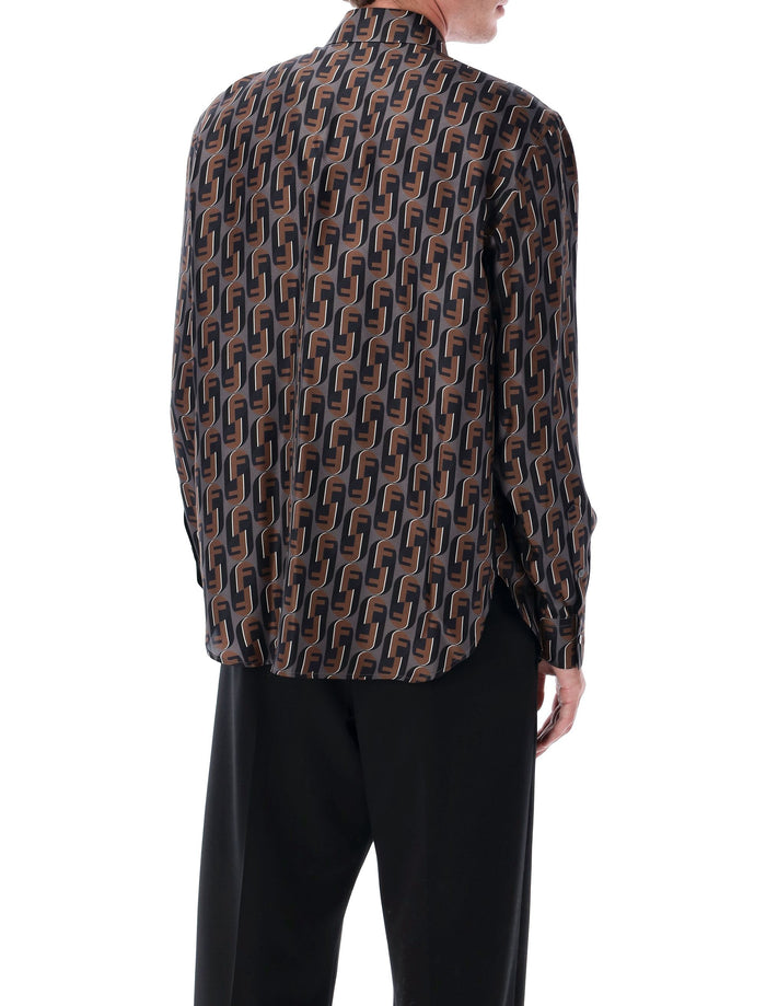 Fendi Brown Fendinity Printed Silk Shirt Multicolor