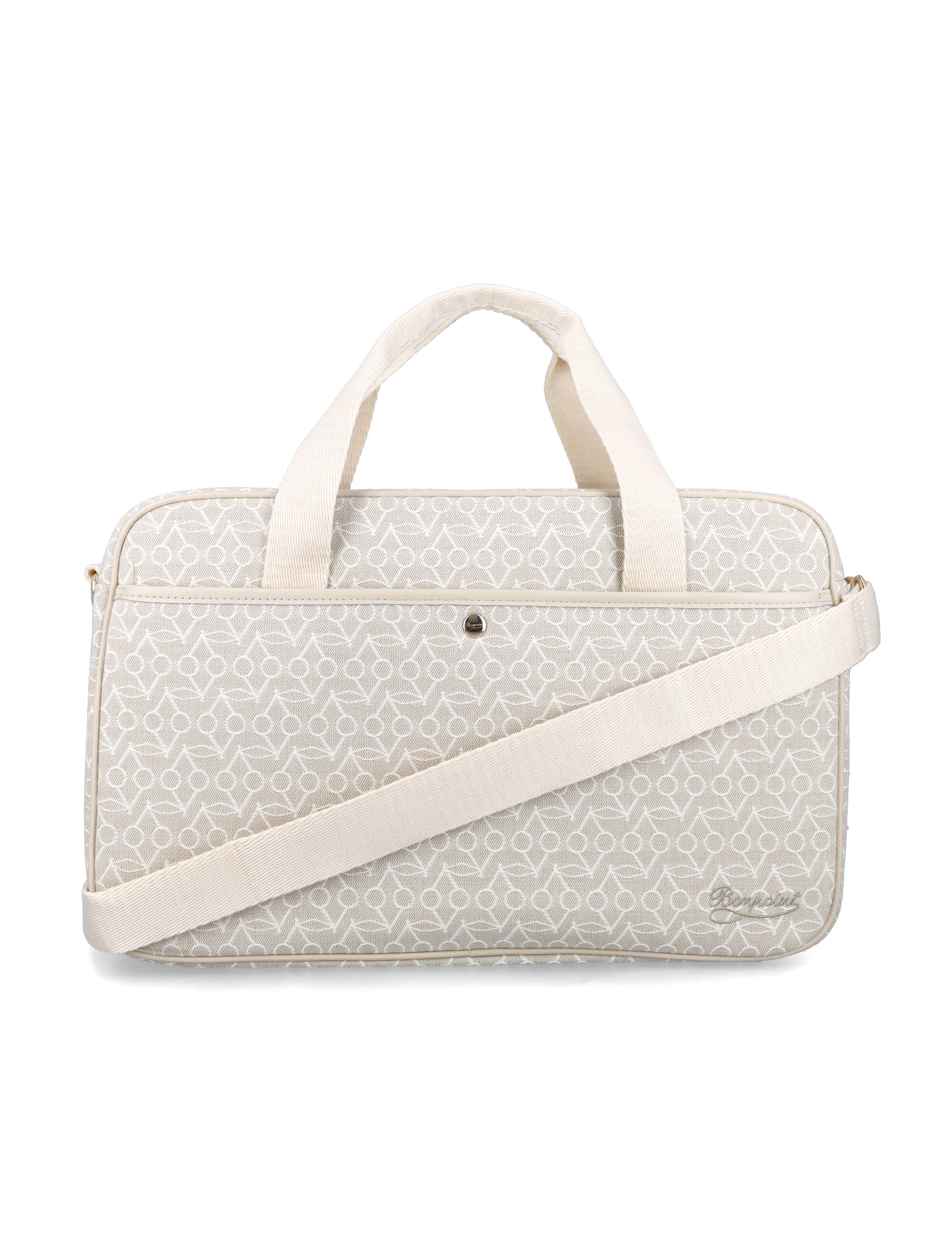 Bonpoint Monogram Mummy Bag Beige Cotton Shoulder
