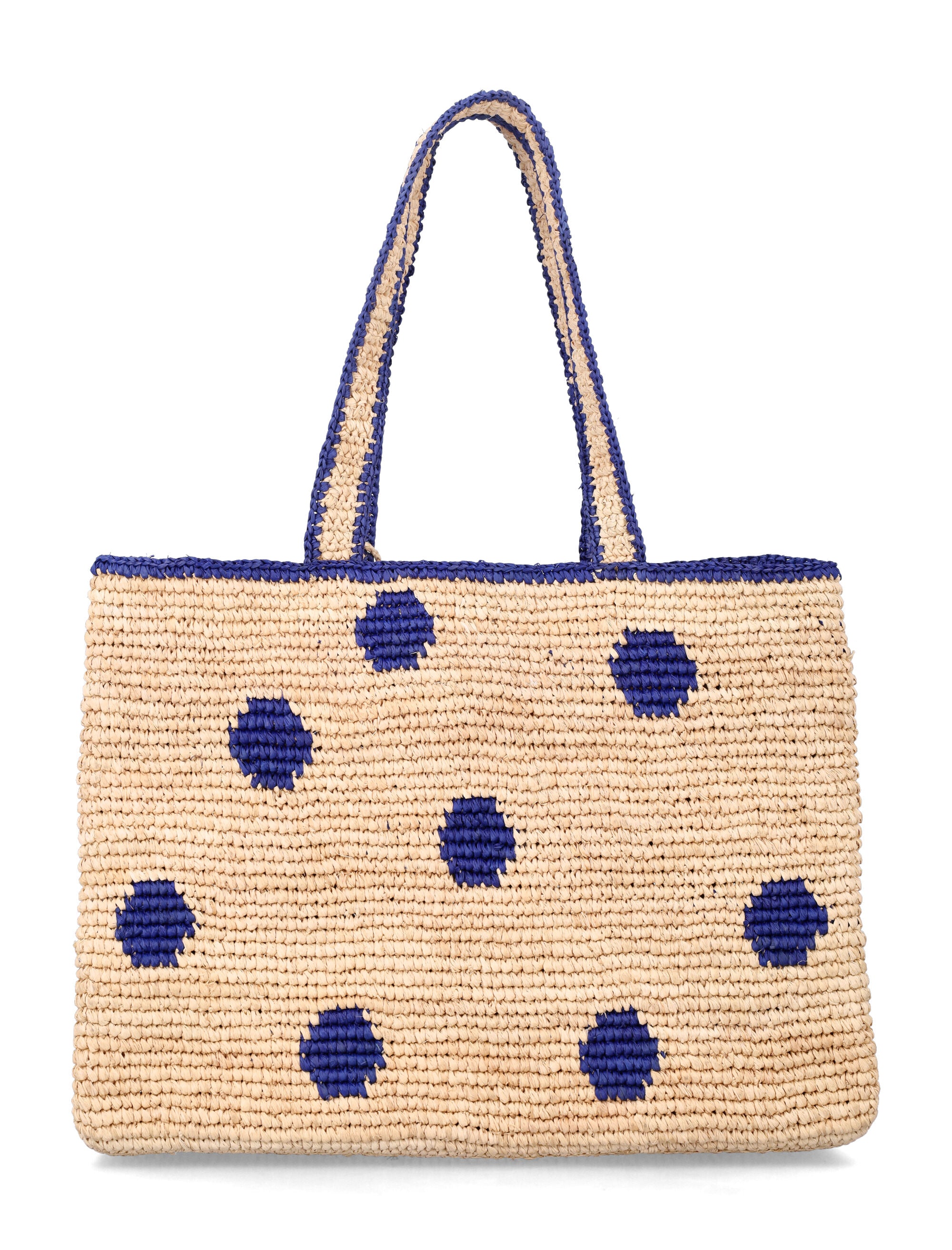 Bonpoint Esma girls handmade raffia bag Navy Polka Dot Raphia Shoulder