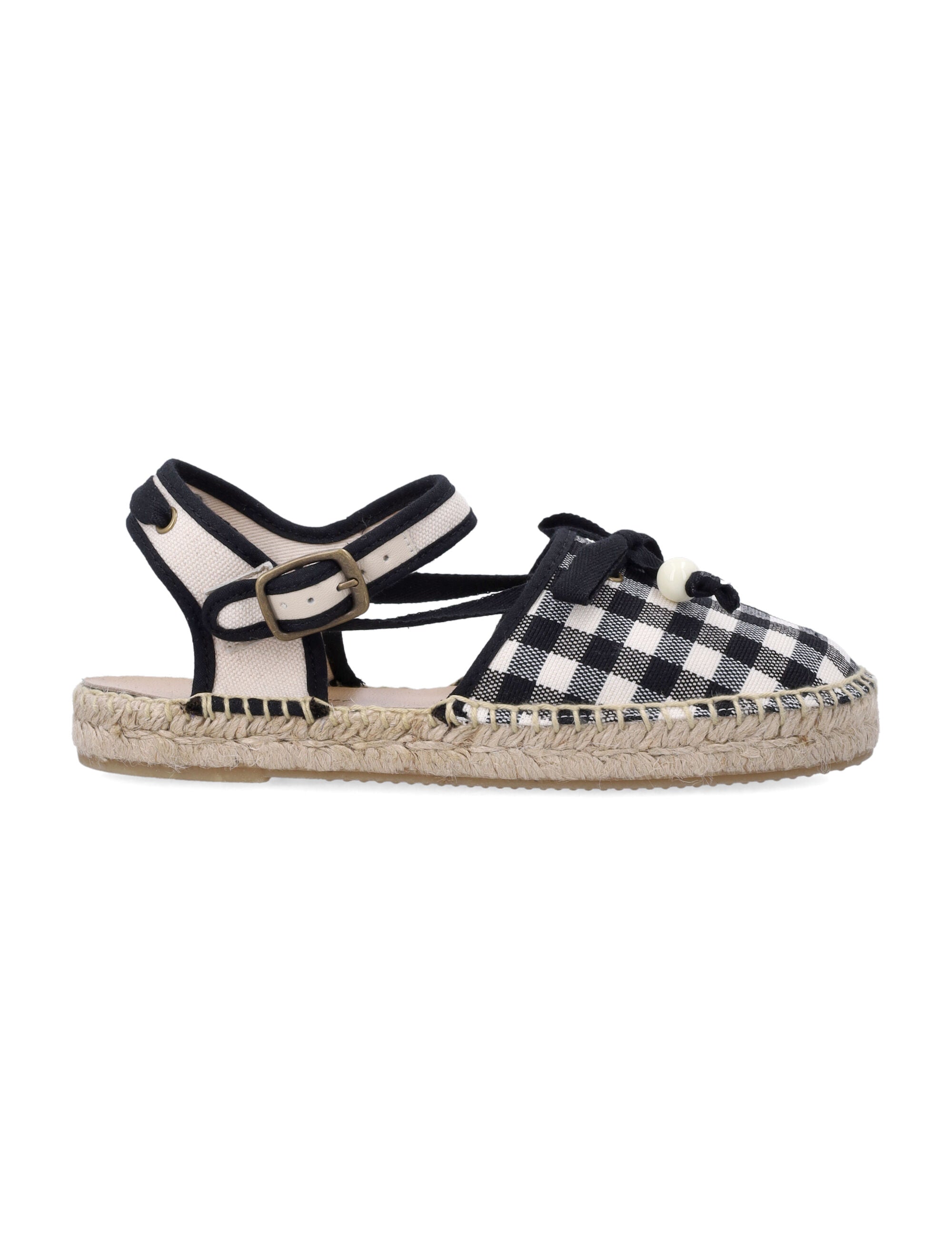 Bonpoint Evila gingham espadrilles Vichy Noir Upper Sandal
