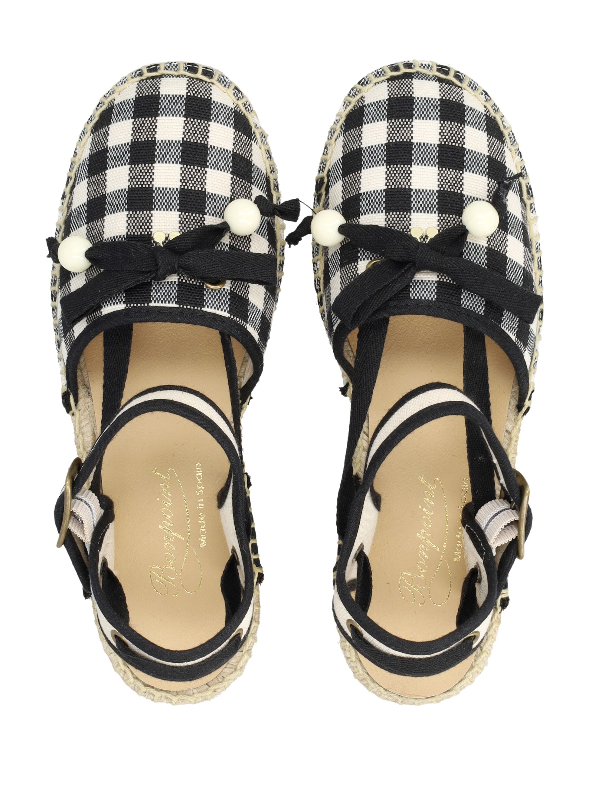 Bonpoint Evila gingham espadrilles Vichy Noir Upper Sandal