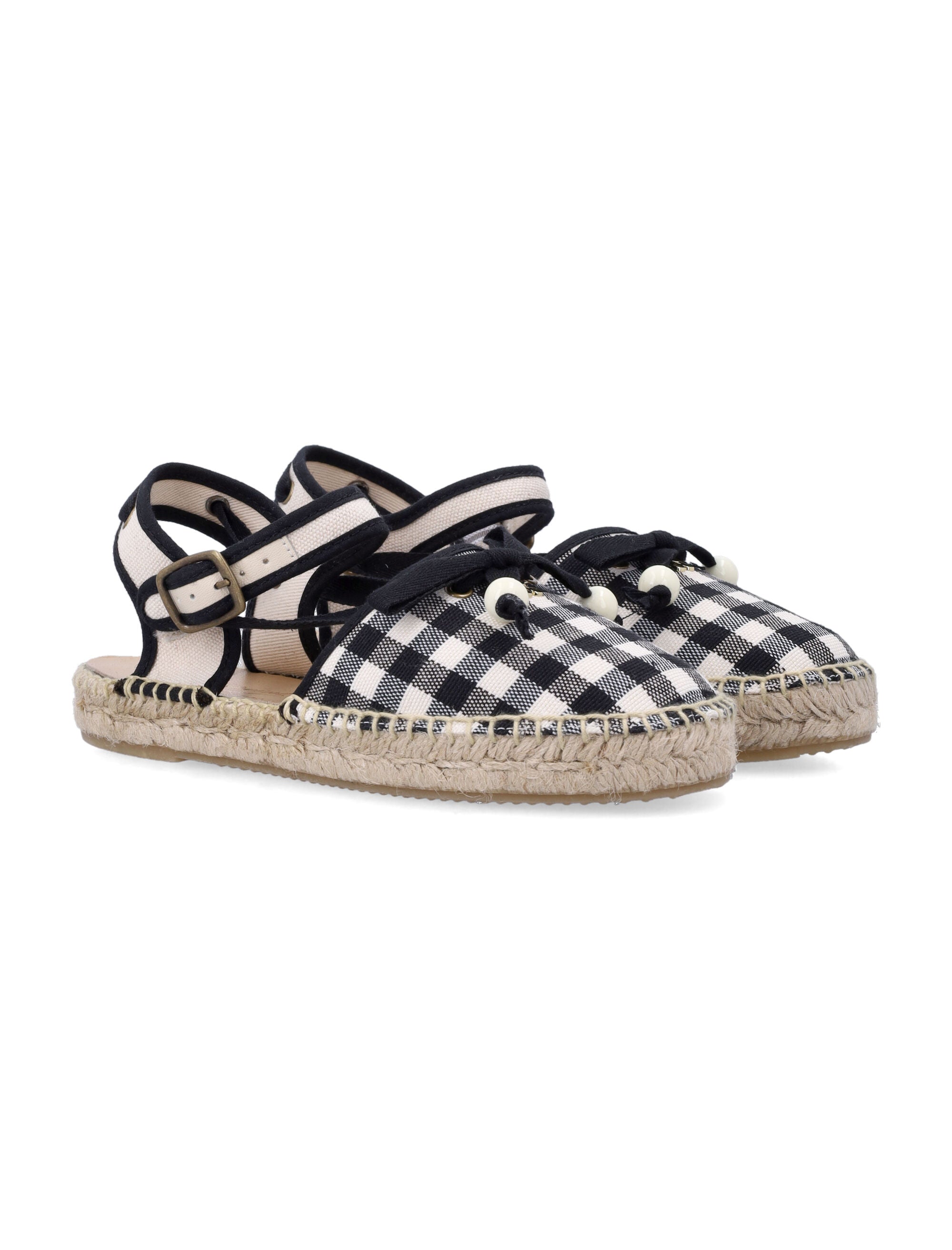Bonpoint Evila gingham espadrilles Vichy Noir Upper Sandal