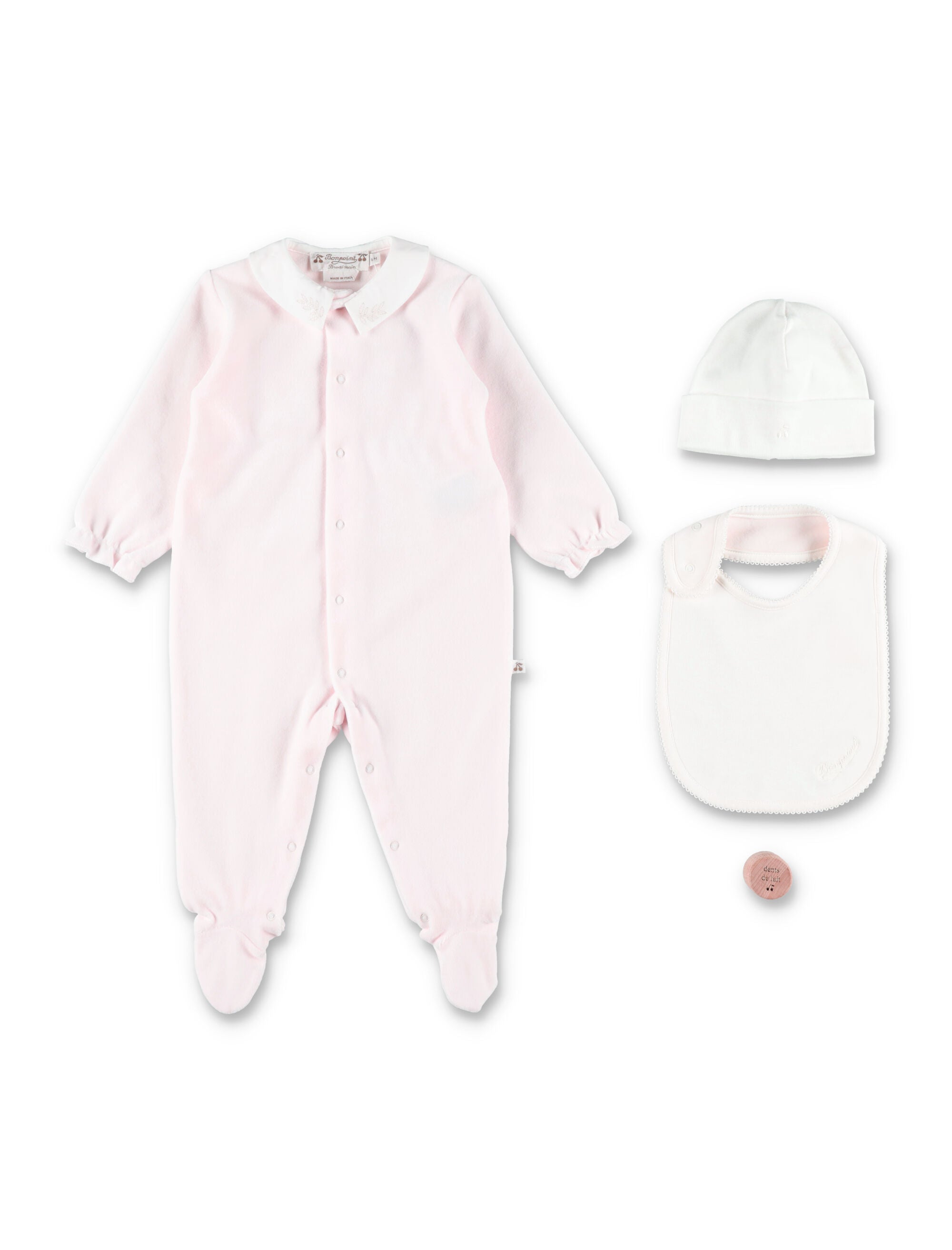 Bonpoint baby cotton gift set Rose Pale Jumpsuit