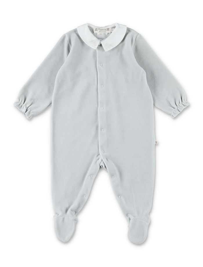 Bonpoint Light Blue Baby Cotton Gift Set Bleu Gris Jumpsuit
