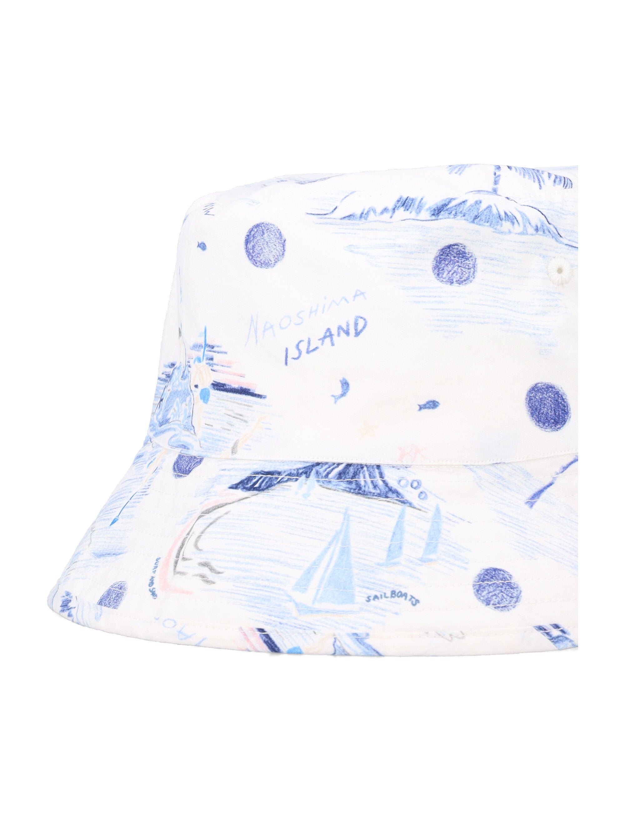 Bonpoint Bob Theana Cotton Bucket Hat White Blue Organic