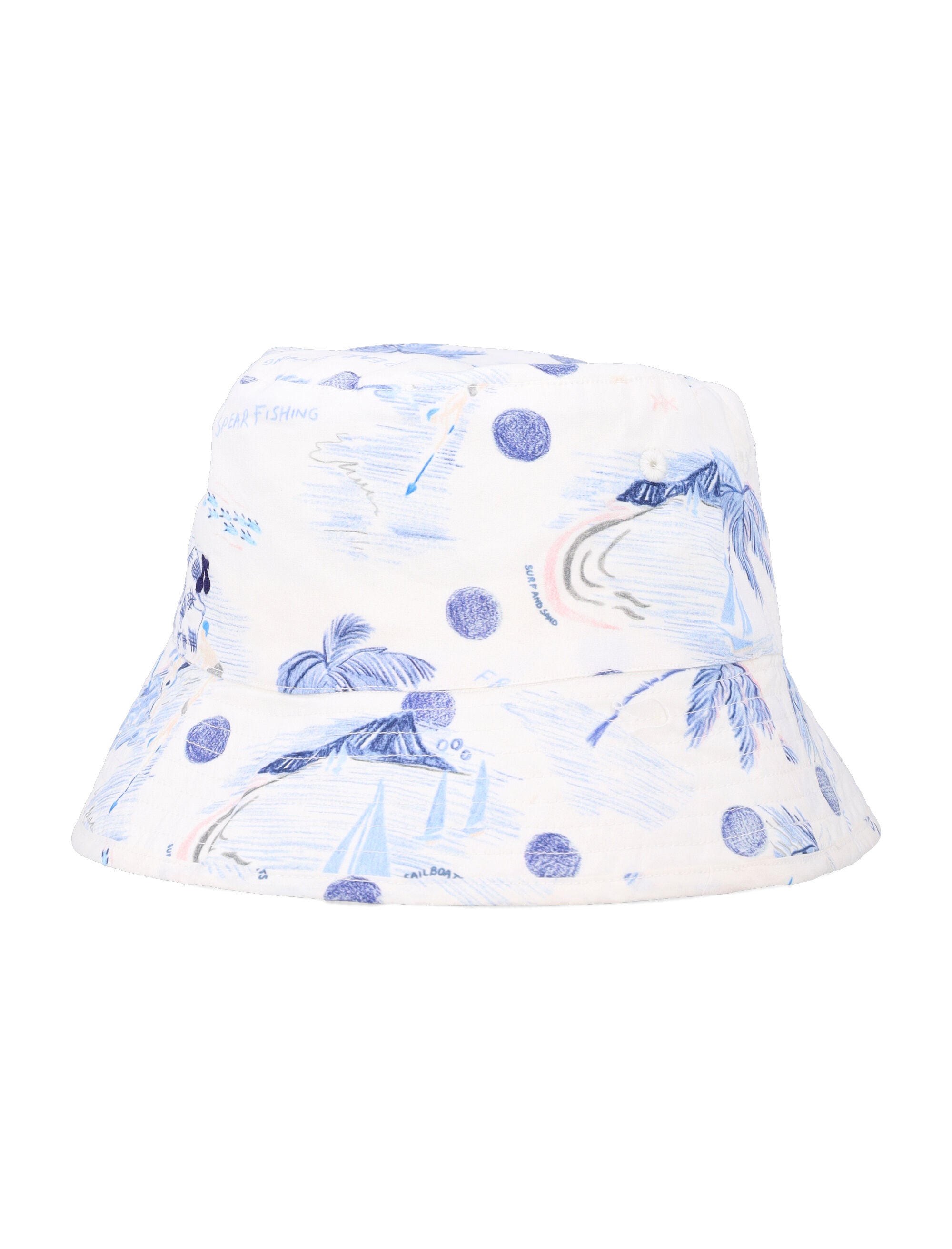 Bonpoint Bob Theana Cotton Bucket Hat White Blue Organic