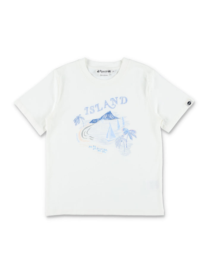 Bonpoint Thibald Island print organic cotton T-shirt Milk White