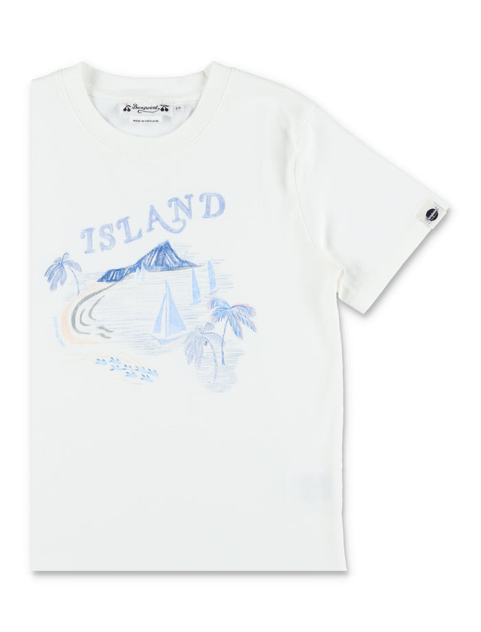 Bonpoint Thibald Island print organic cotton T-shirt Milk White