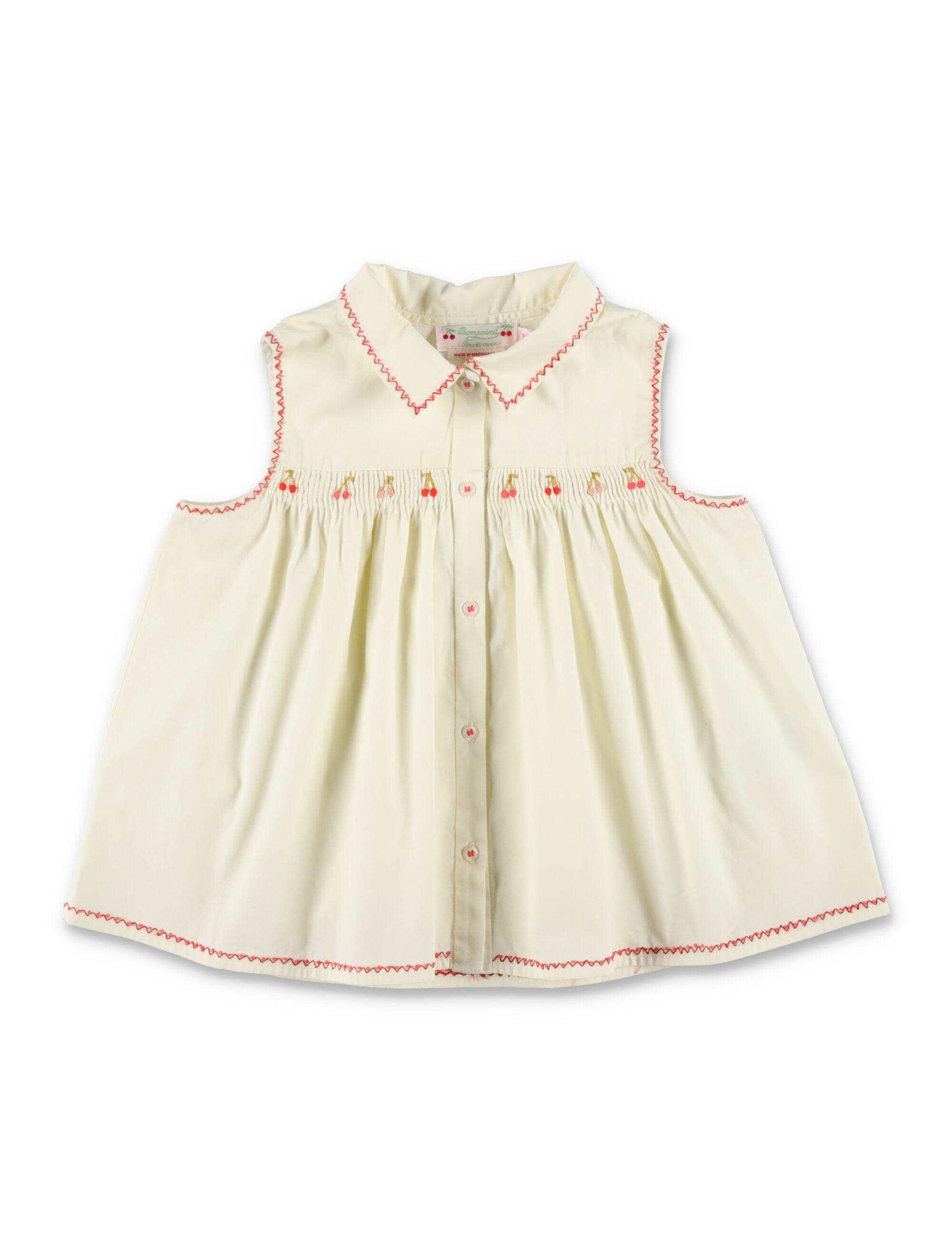 Bonpoint Lexi Girls Organic Cotton Blouse Ecru Shirt