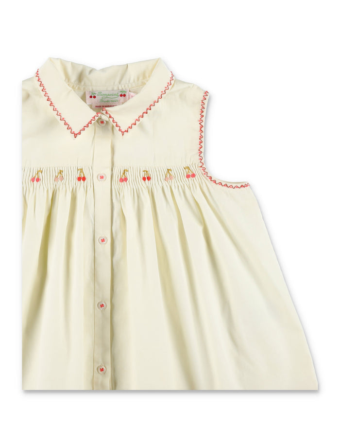 Bonpoint Lexi Girls Organic Cotton Blouse Ecru Shirt