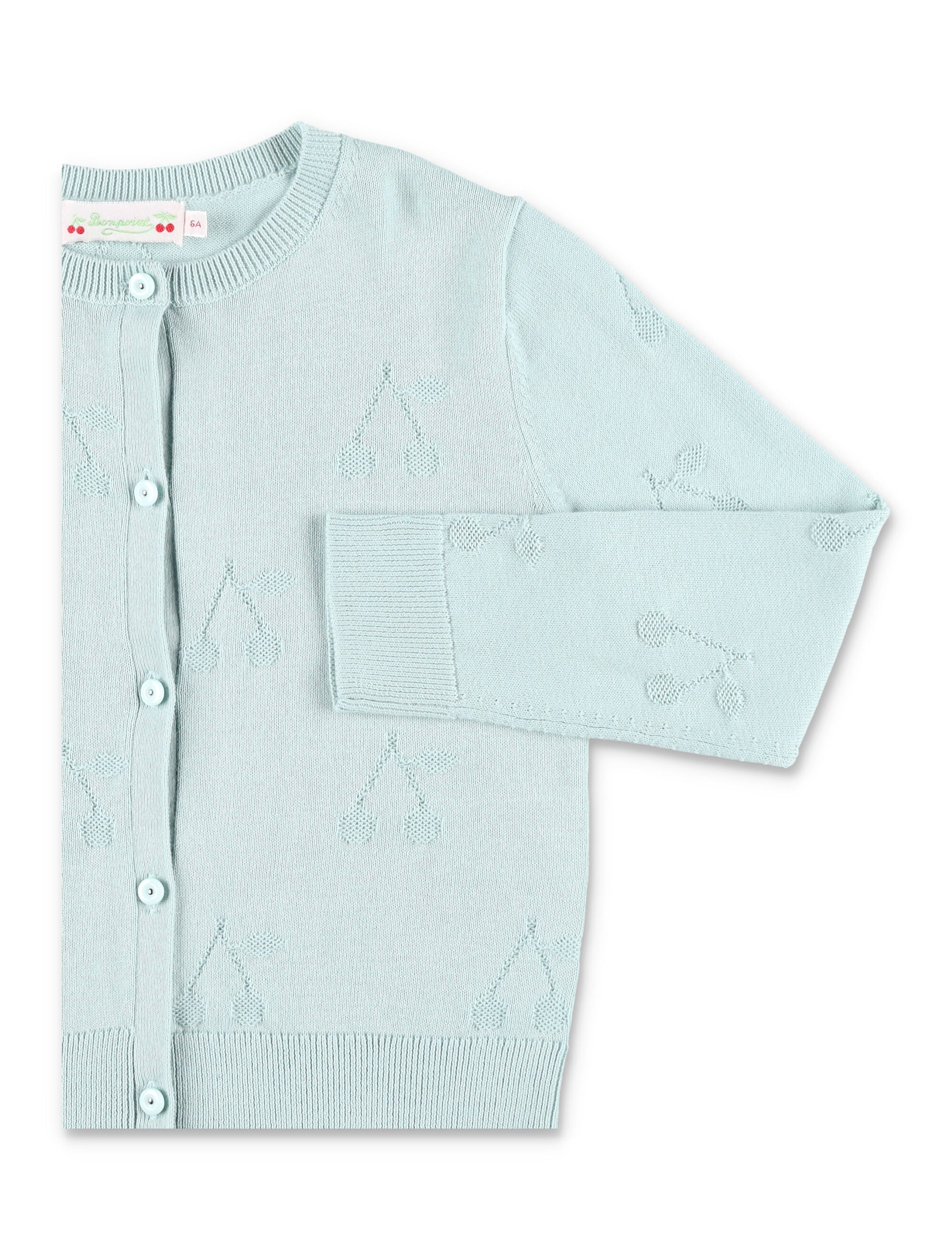 Lysia organic cotton cherry cardigan Celadon Green