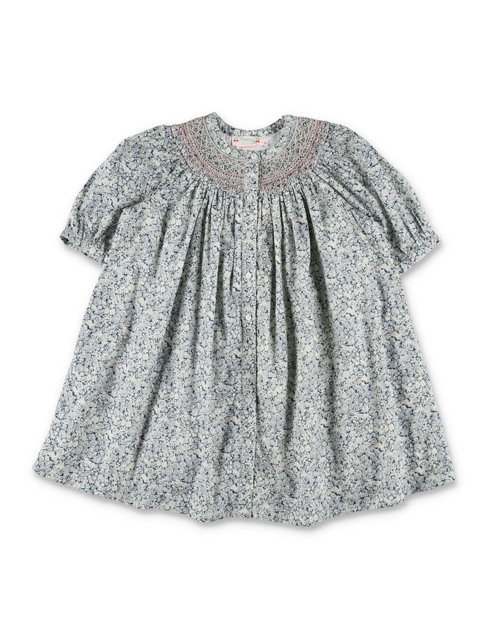 Bonpoint Jadwiga smocked liberty organic cotton dress Blue
