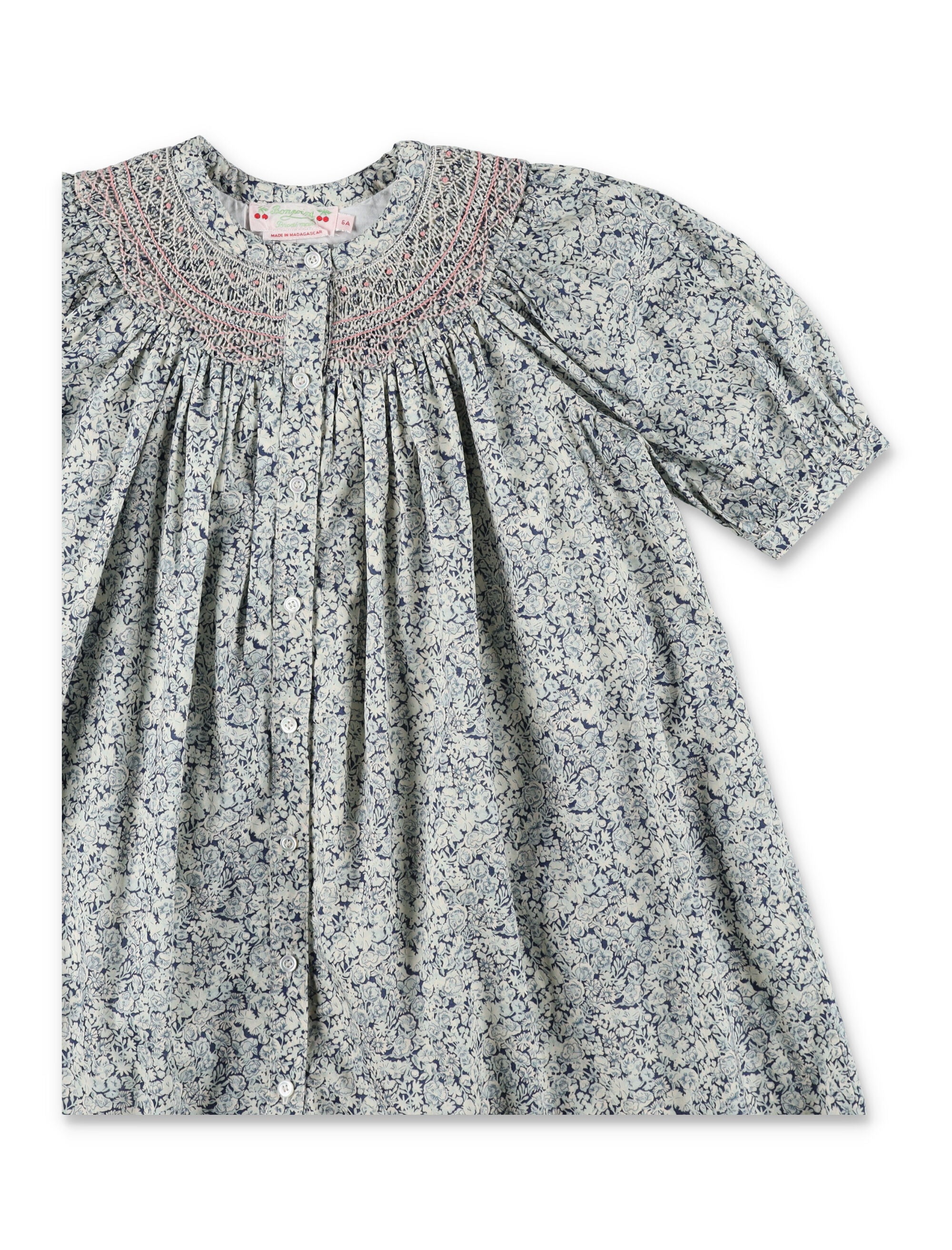 Bonpoint Jadwiga smocked liberty organic cotton dress Blue