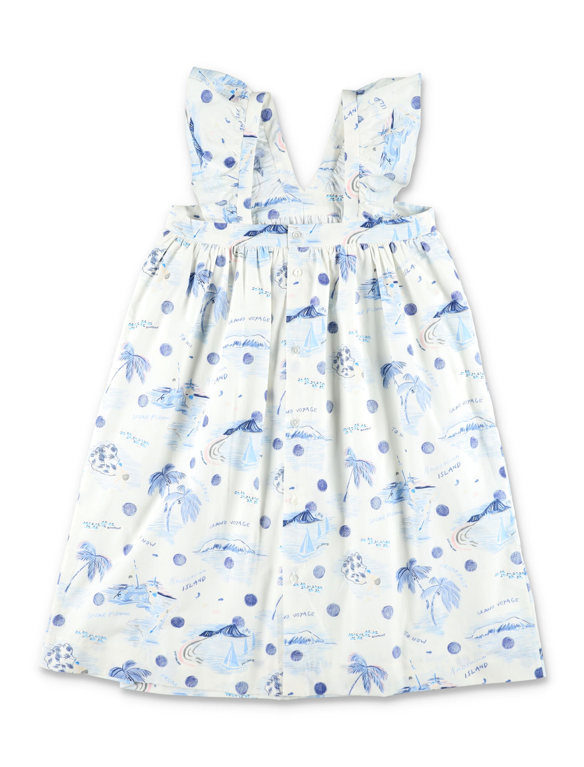 Bonpoint Eleana Island print dress for girls Imp Bleu Organic Cotton