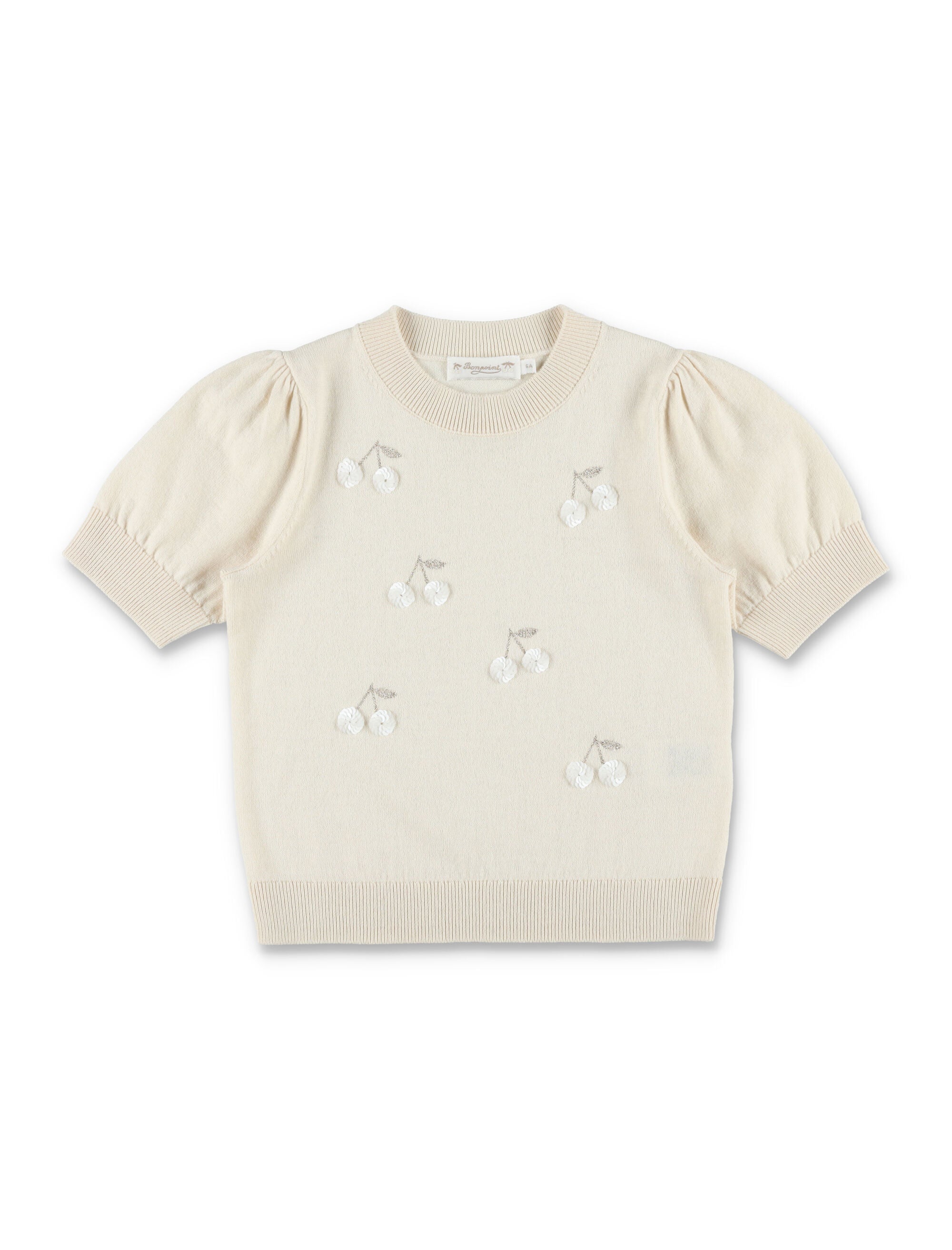 Bonpoint Leola embroidered sequin sweater Upb Ecru Wool