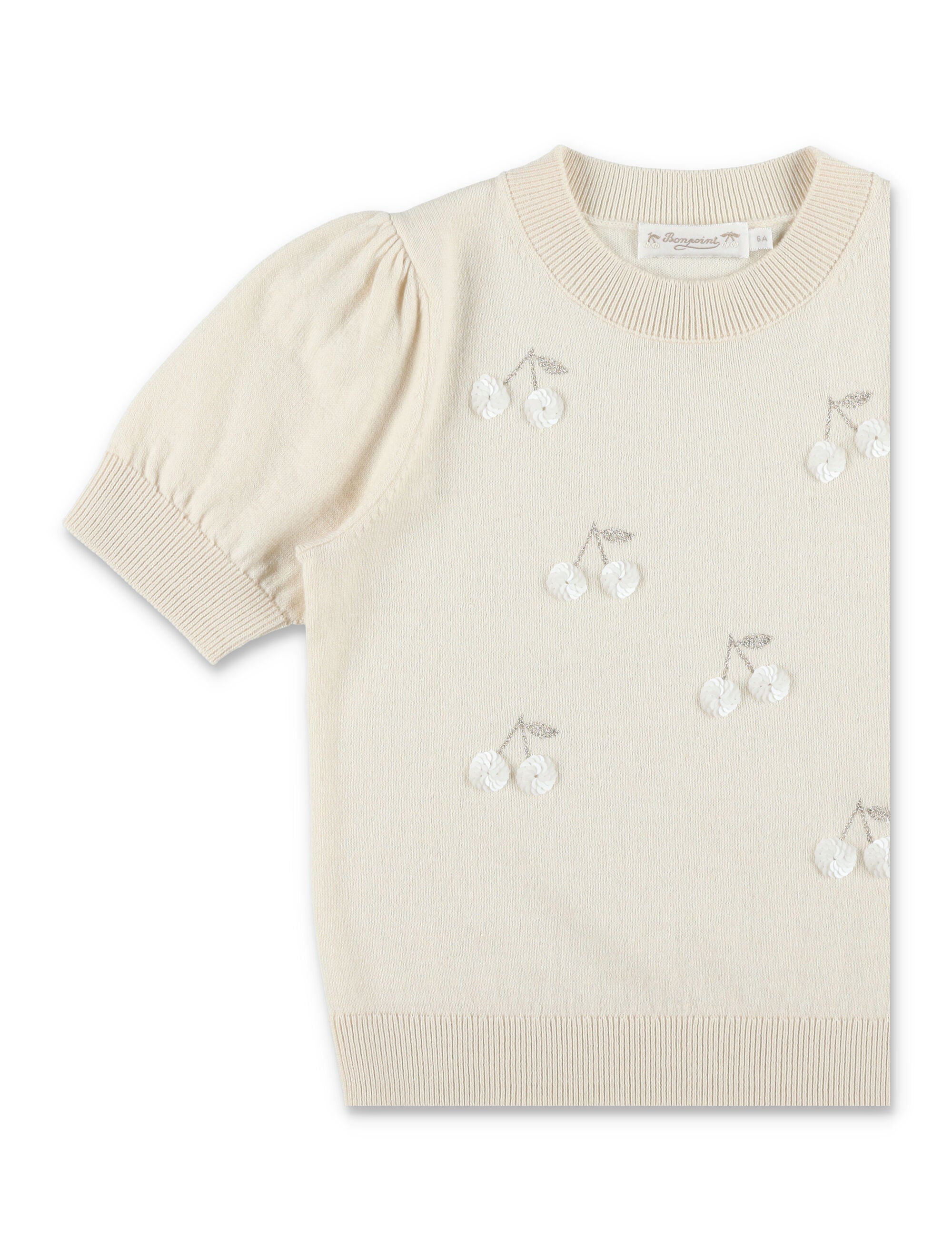 Bonpoint Leola embroidered sequin sweater Upb Ecru Wool