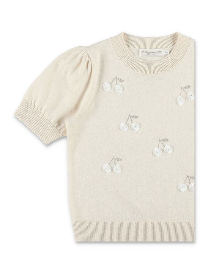 Bonpoint Leola embroidered sequin sweater Upb Ecru Wool