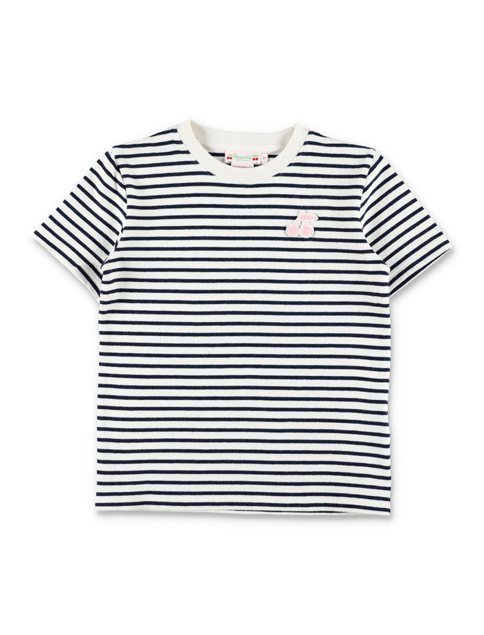 Lilas striped cherry patch T-shirt Indigo Cotton