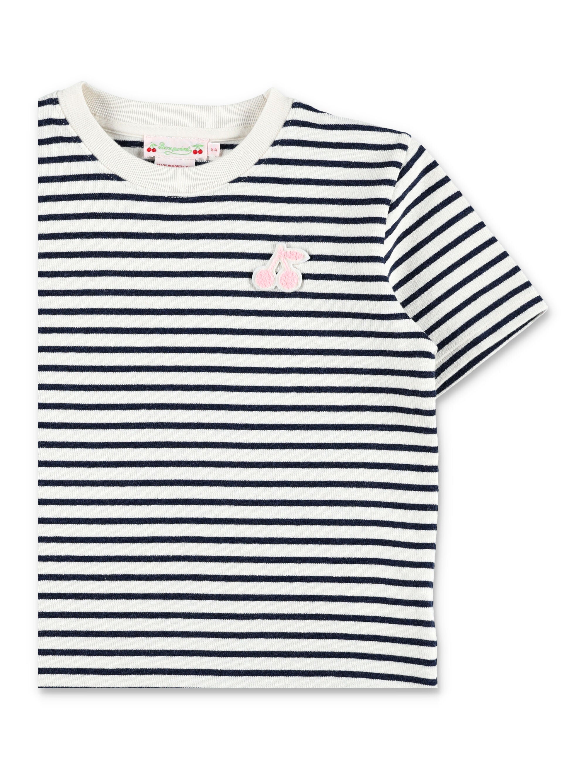 Lilas striped cherry patch T-shirt Indigo Cotton