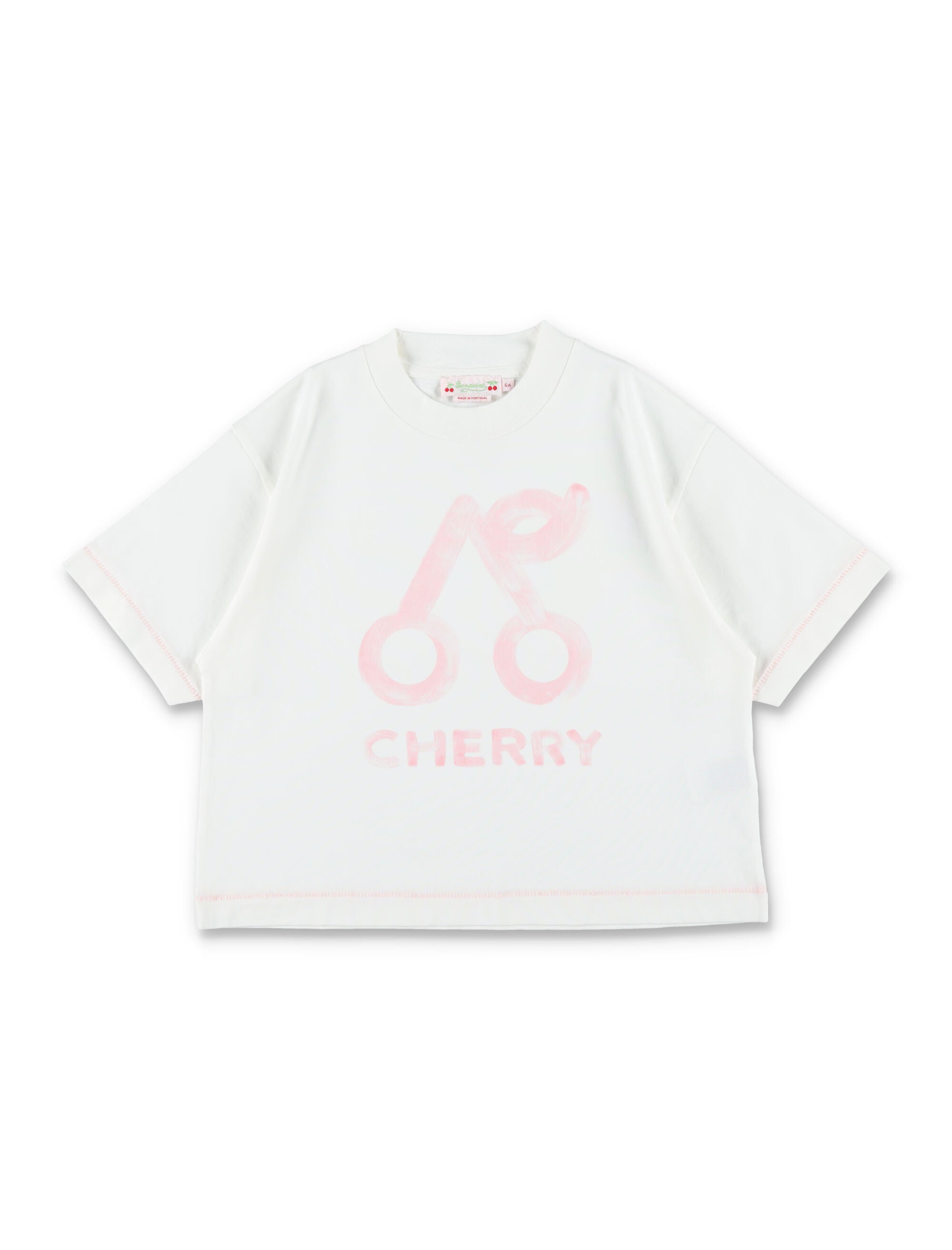 Bonpoint Lele cherry print organic cotton T-shirt Milk White