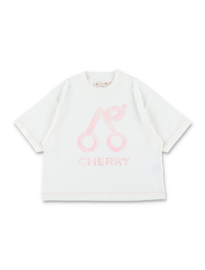 Bonpoint Lele cherry print organic cotton T-shirt Milk White