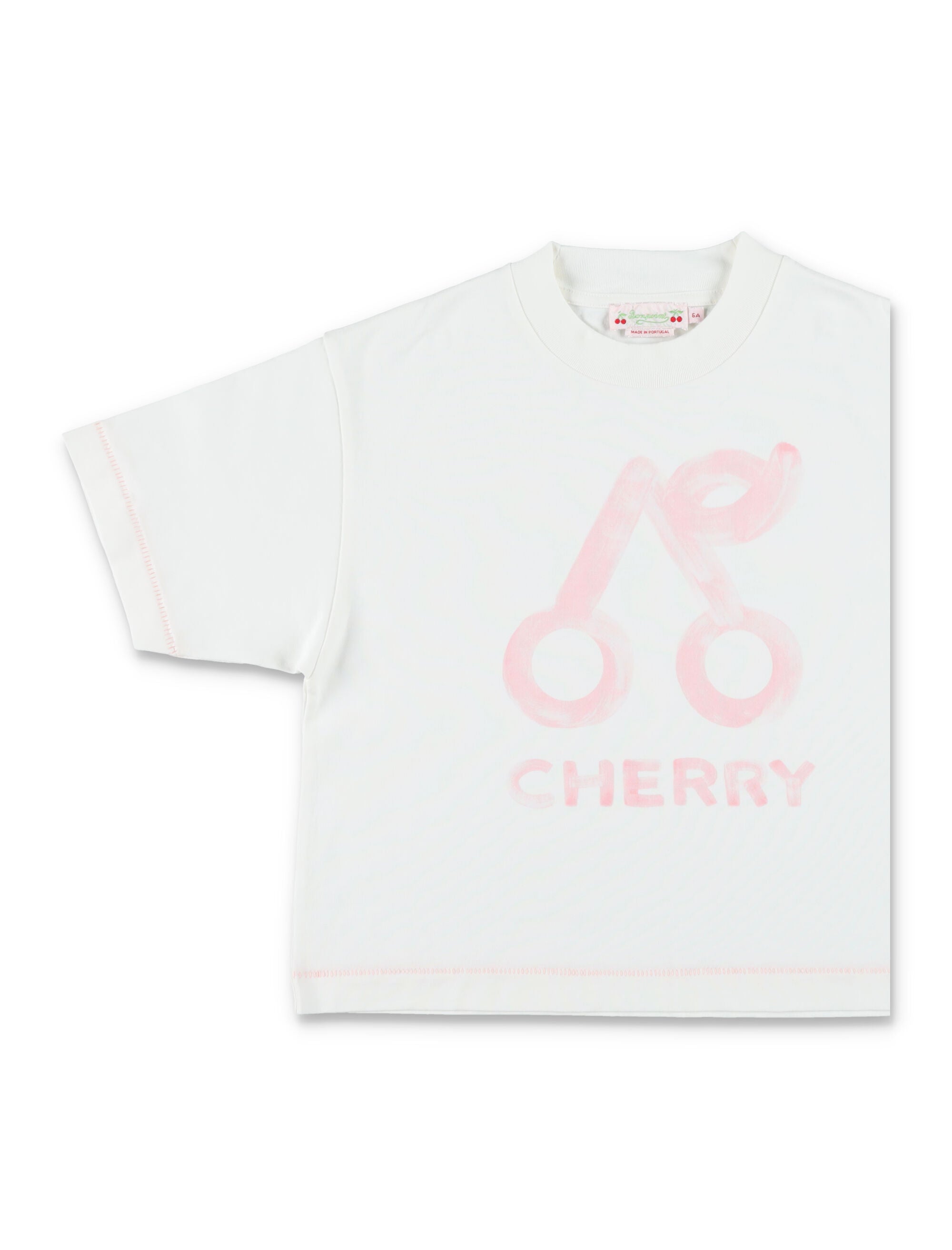 Bonpoint Lele cherry print organic cotton T-shirt Milk White