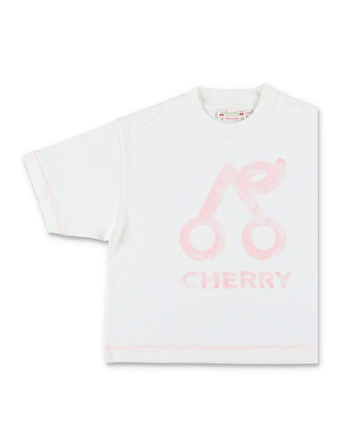 Bonpoint Lele cherry print organic cotton T-shirt Milk White