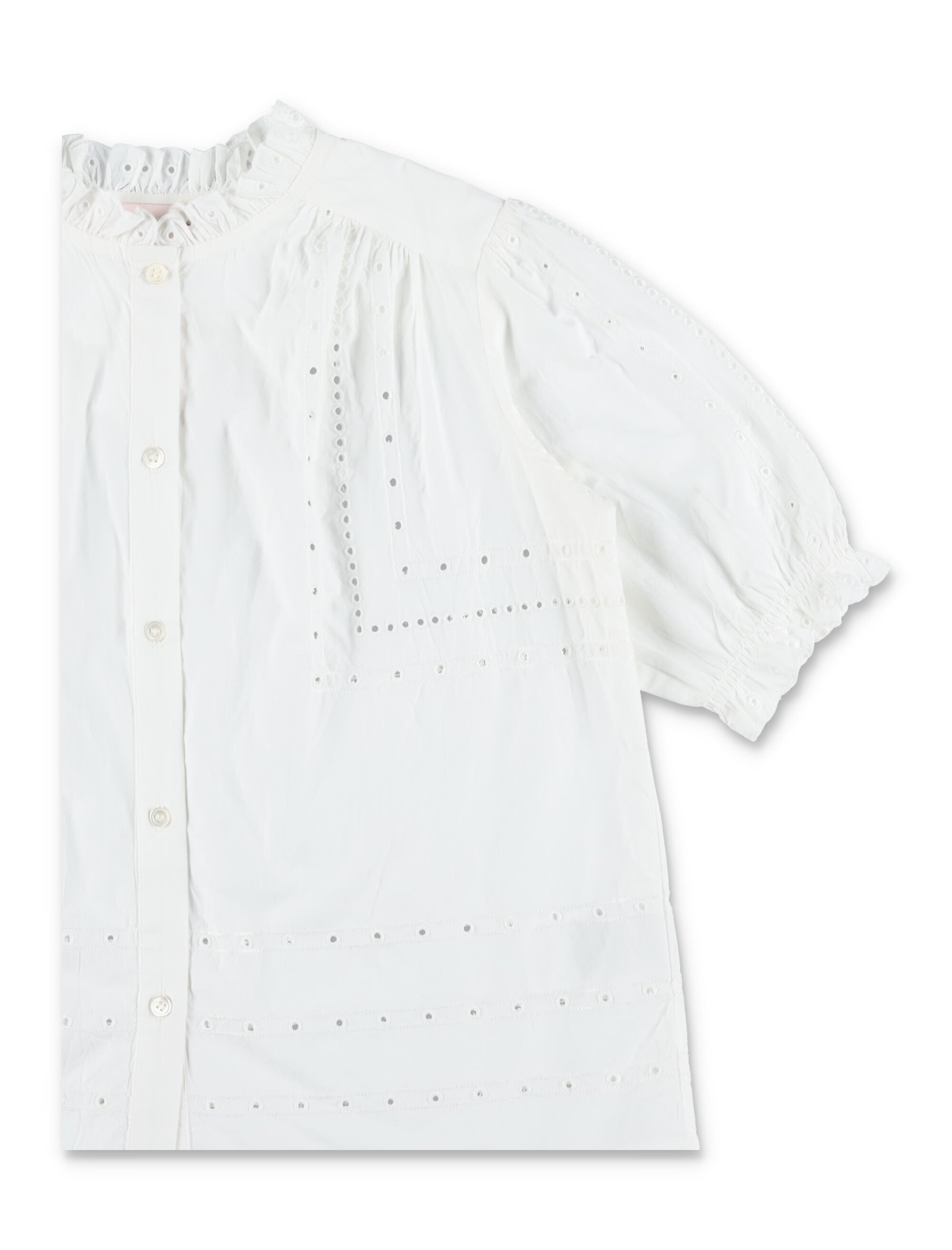 Bonpoint Letitia embroidered blouse for girls Upb Blanc Lait Organic Cotton Shirt