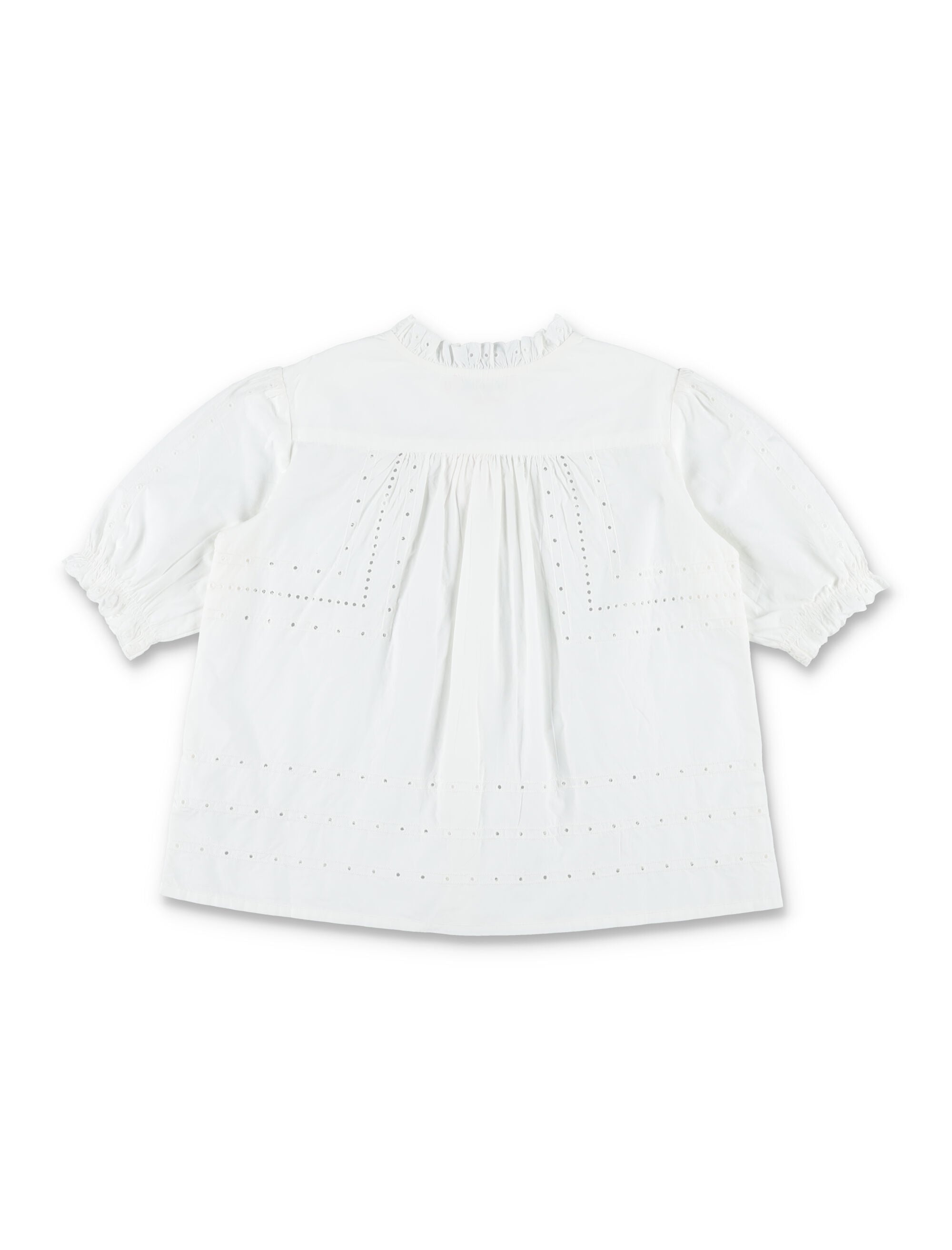 Bonpoint Letitia Embroidered Blouse For Girls Upb Blanc Lait Organic Cotton Shirt