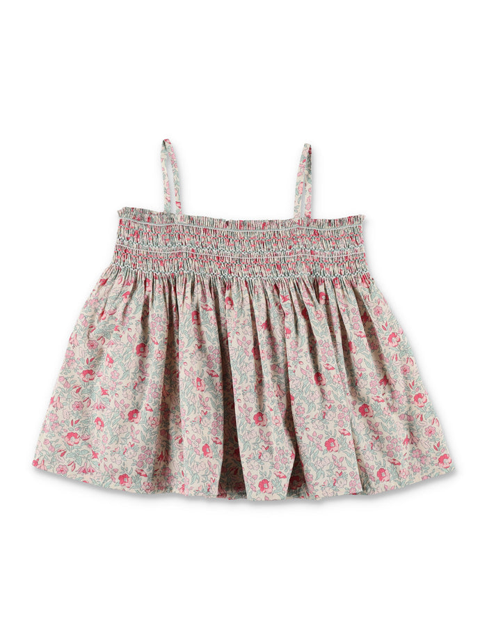 Bonpoint girls Apolline Liberty smocked blouse Raspberry Flowers Organic Cotton Top