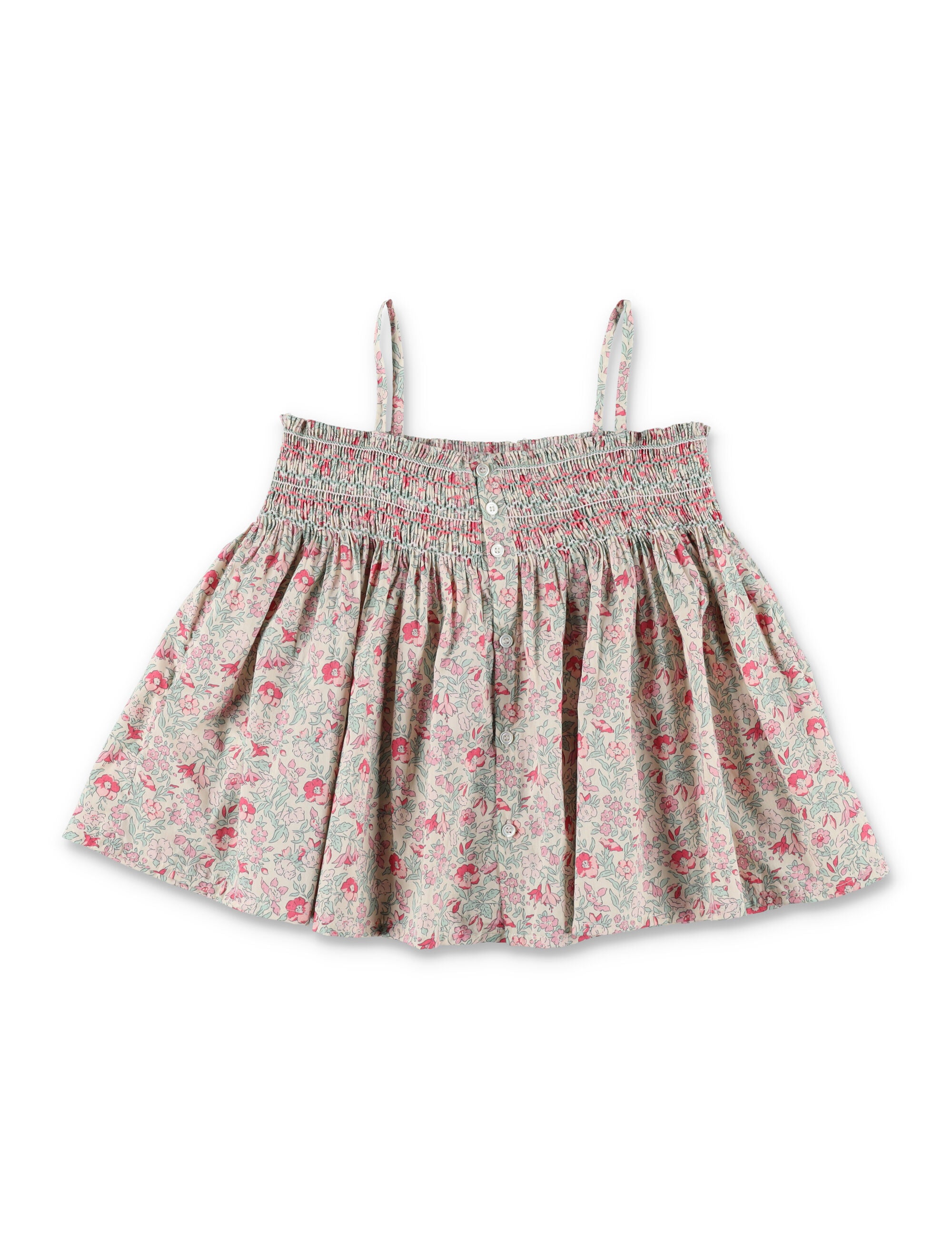 Bonpoint girls Apolline Liberty smocked blouse Raspberry Flowers Organic Cotton Top
