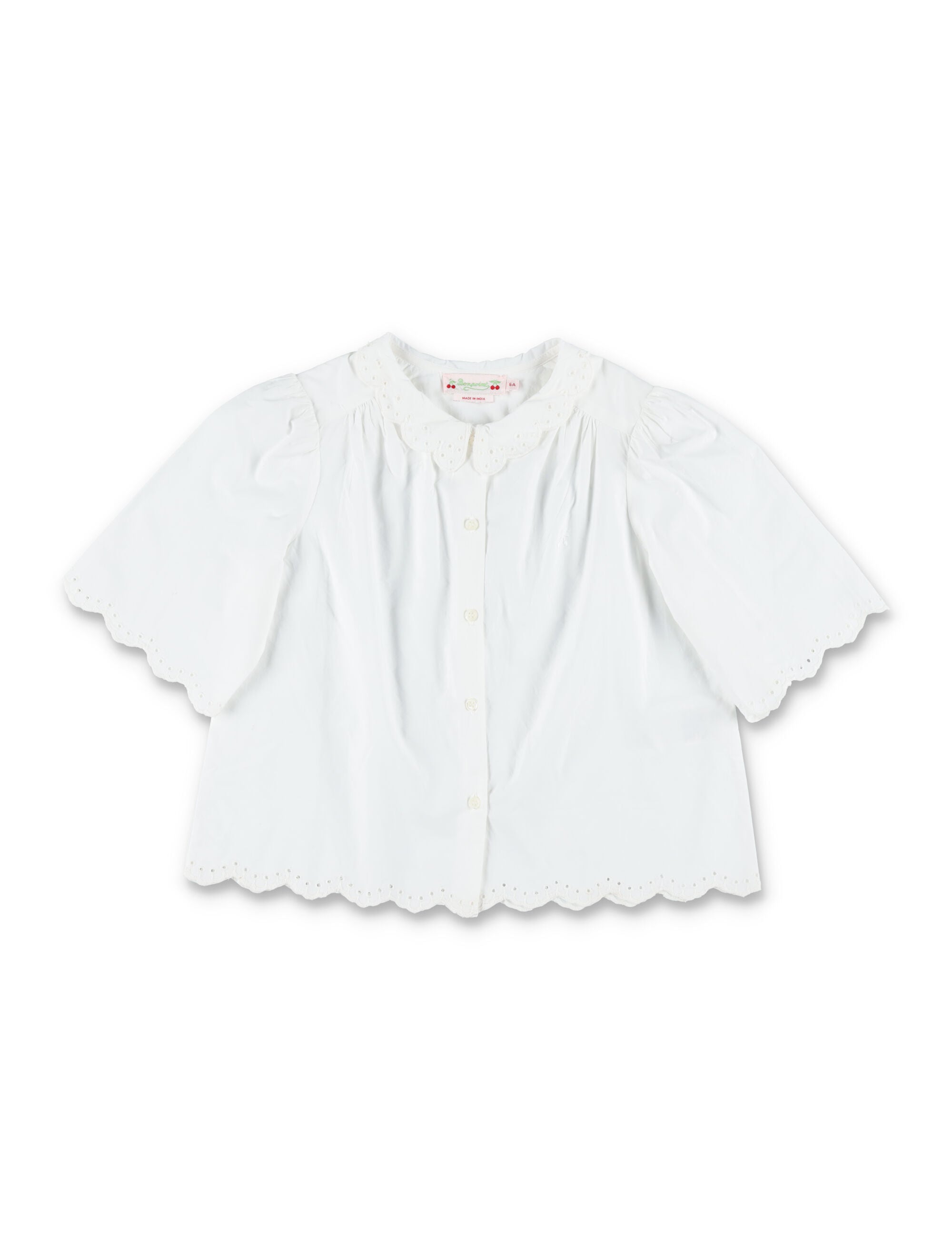 Bonpoint Lizea blouse for girls Blanc Lait Organic Cotton Shirt