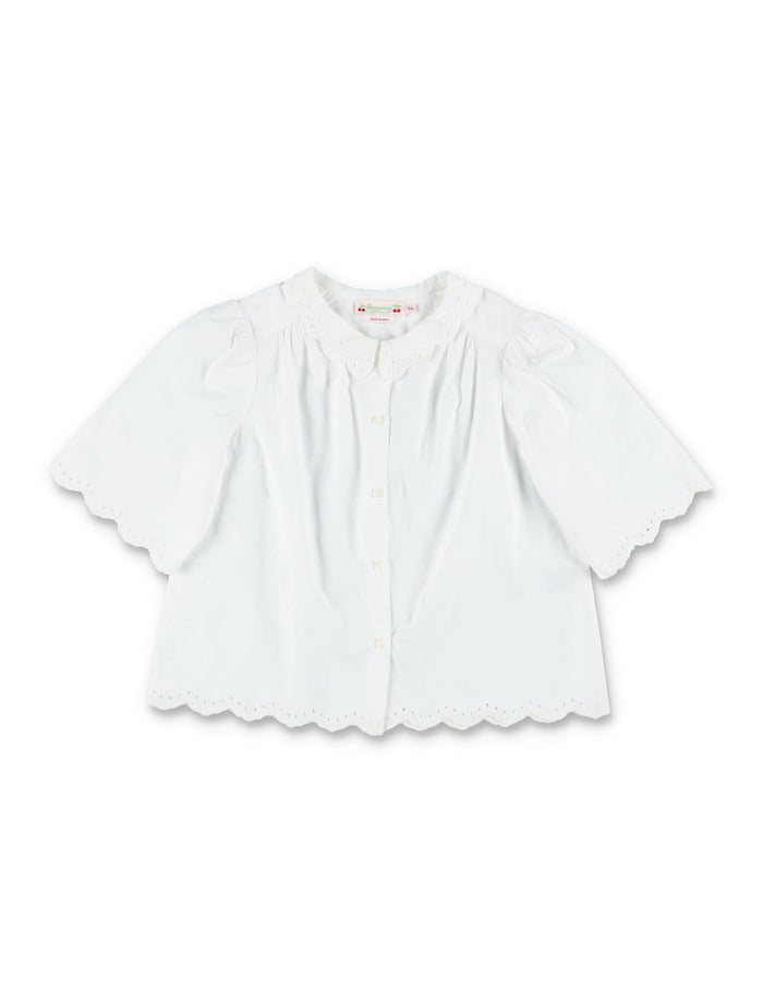 Bonpoint Lizea blouse for girls Blanc Lait Organic Cotton Shirt