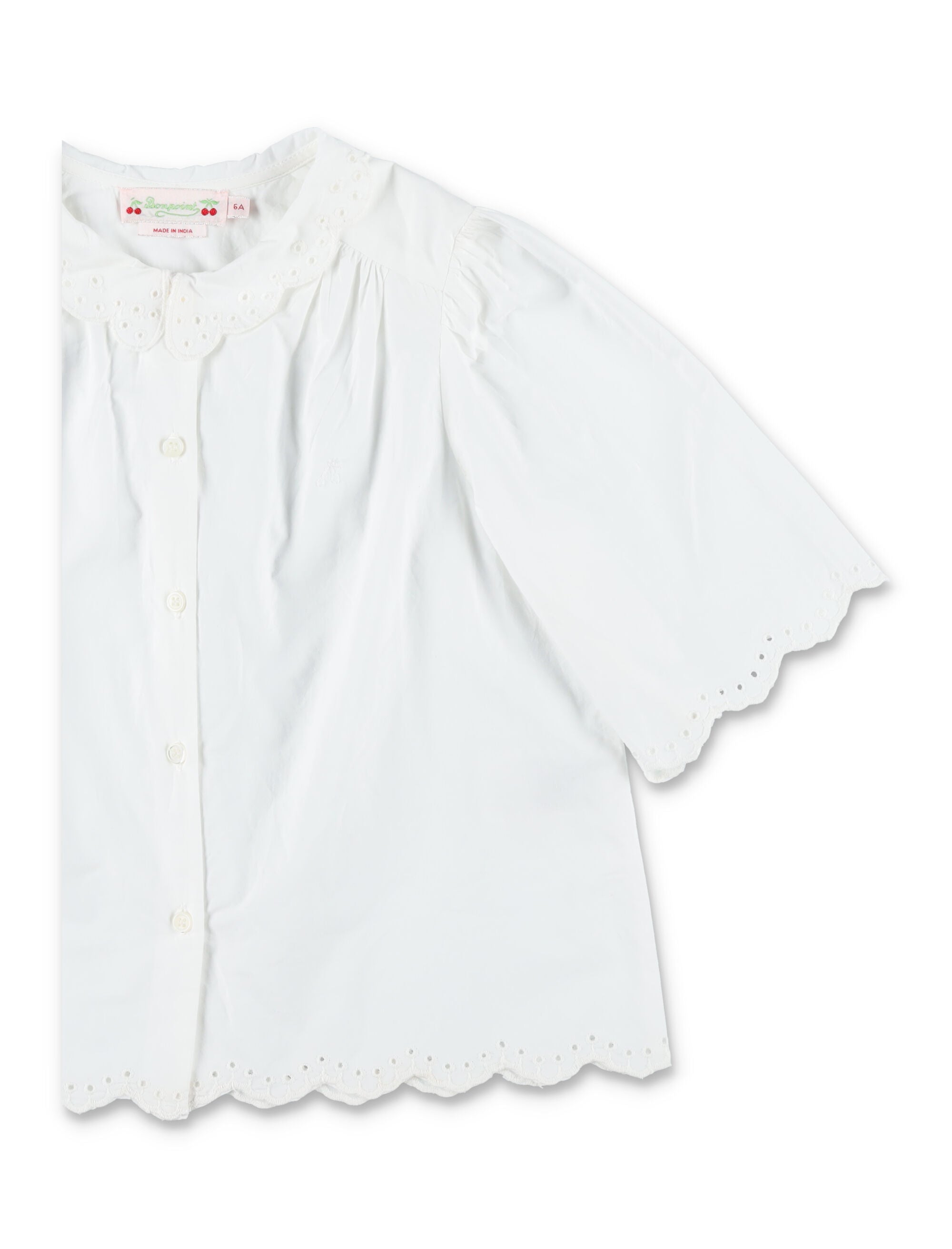 Bonpoint Lizea blouse for girls Blanc Lait Organic Cotton Shirt