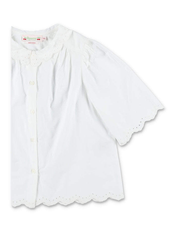 Bonpoint Lizea blouse for girls Blanc Lait Organic Cotton Shirt