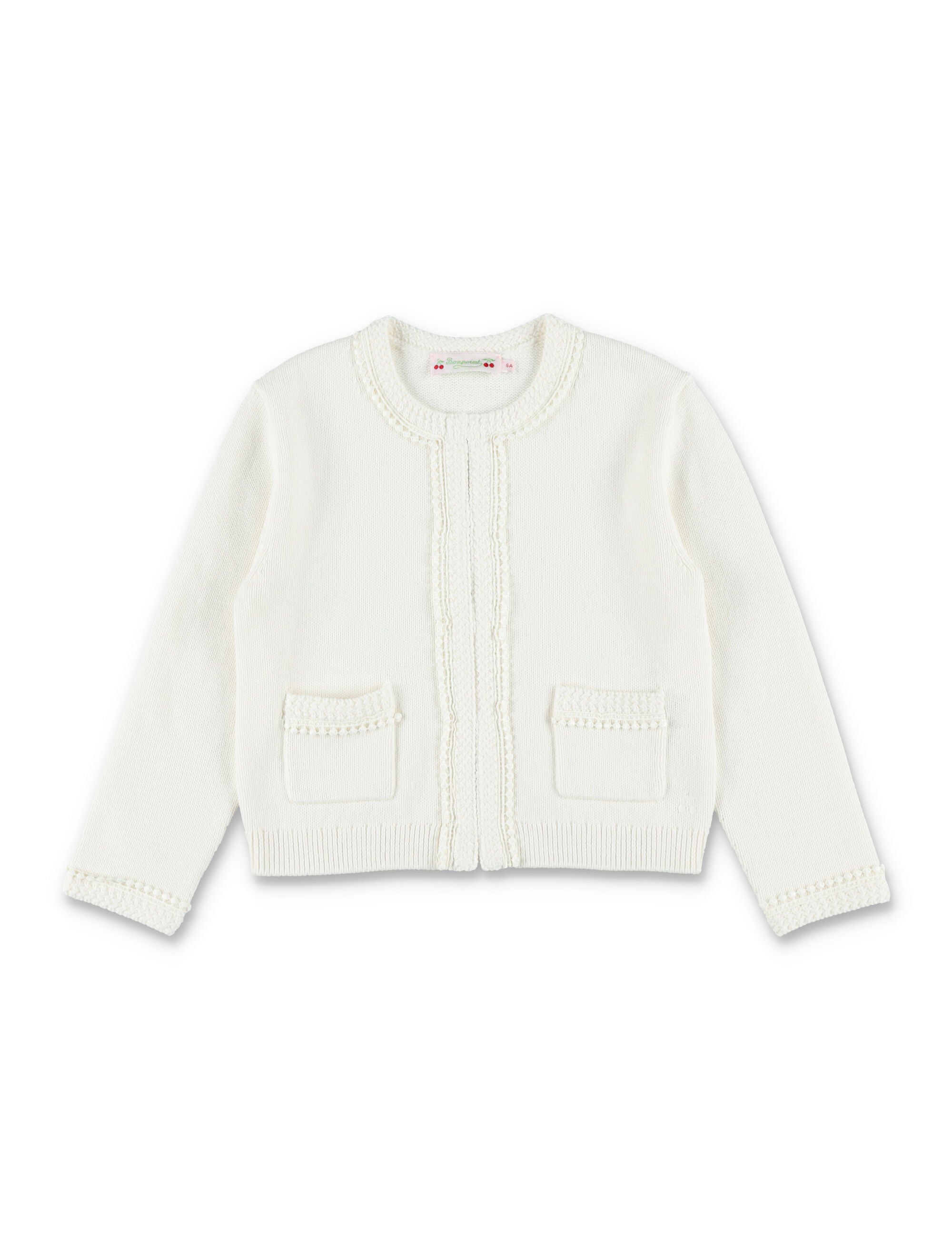 Bonpoint Laine embroidered organic cotton and cashmere cardigan White