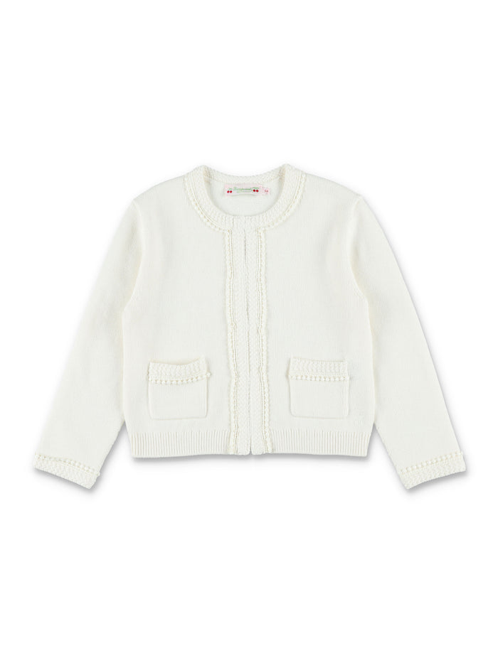 Bonpoint Laine embroidered organic cotton and cashmere cardigan White