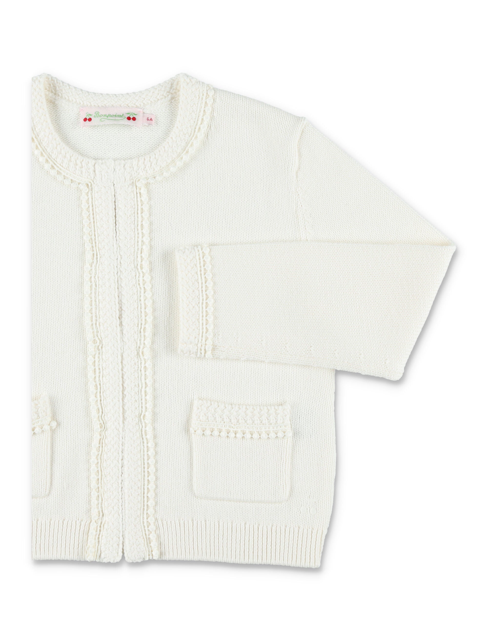 Bonpoint Laine embroidered organic cotton and cashmere cardigan White