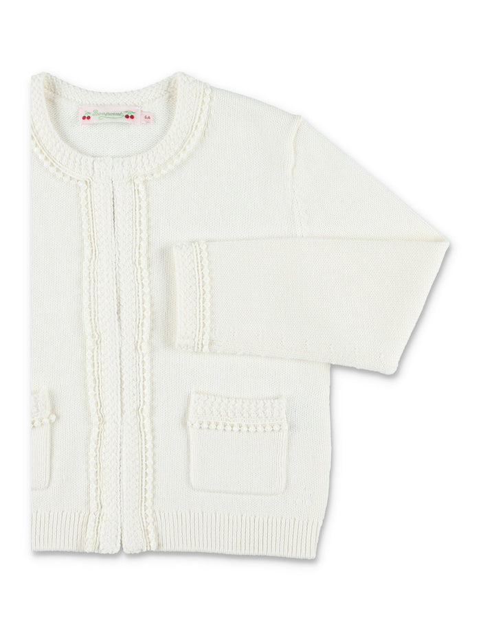 Bonpoint Laine embroidered organic cotton and cashmere cardigan White