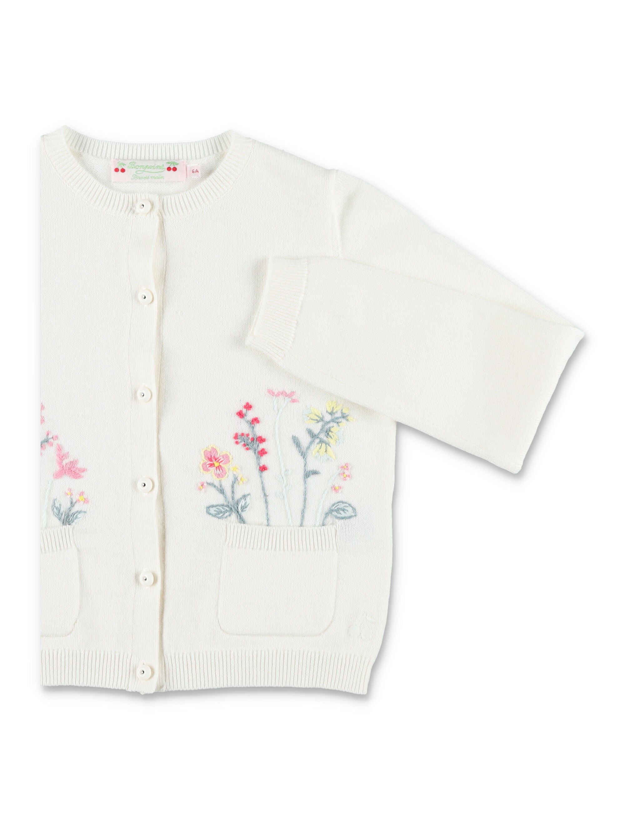 Bonpoint Lucila Organic Cotton And Cashmere Cardigan White
